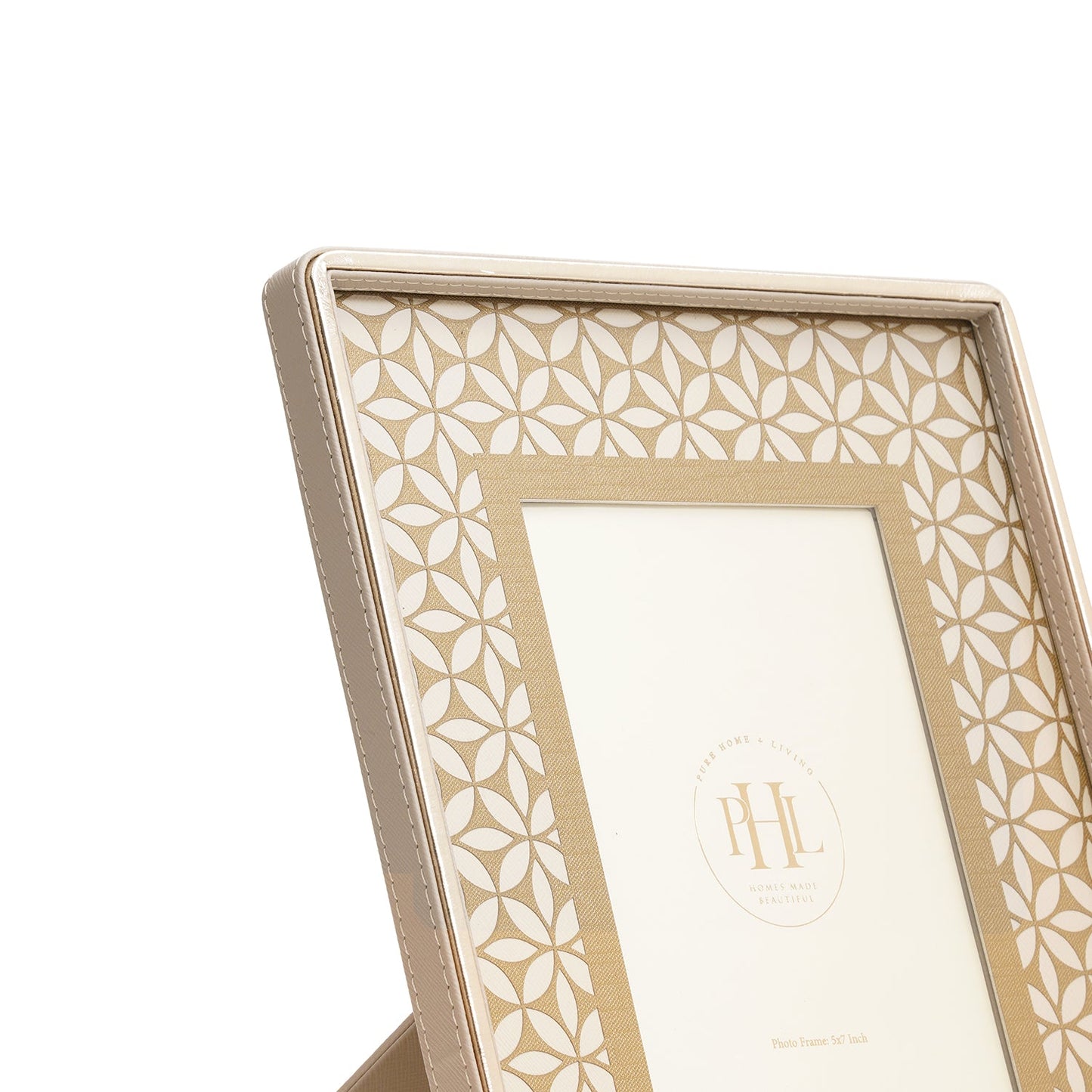 Beige Lazer Cut Faux Leather Photo Frame - Medium