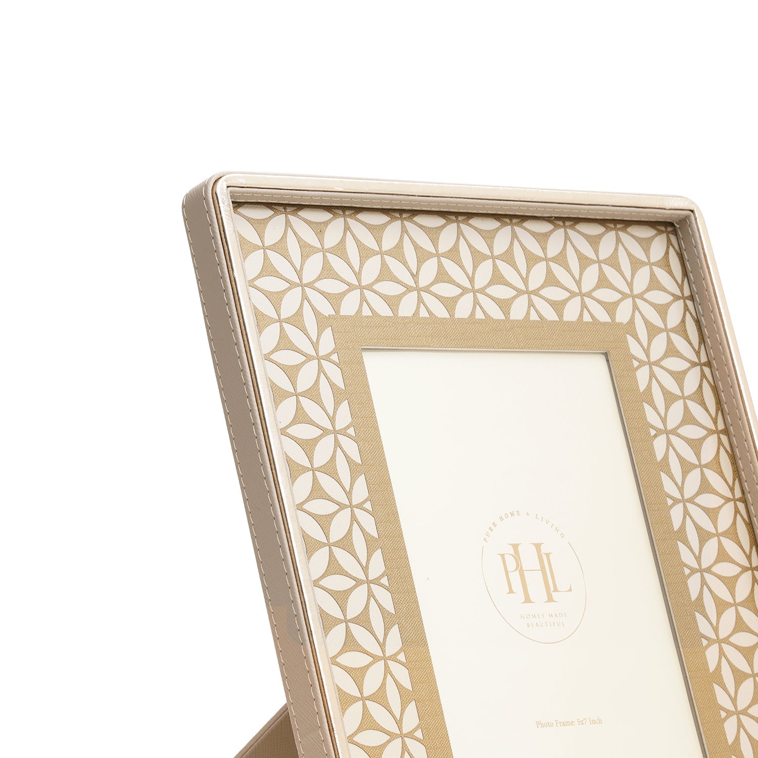 Beige Lazer Cut Faux Leather Photo Frame - Medium