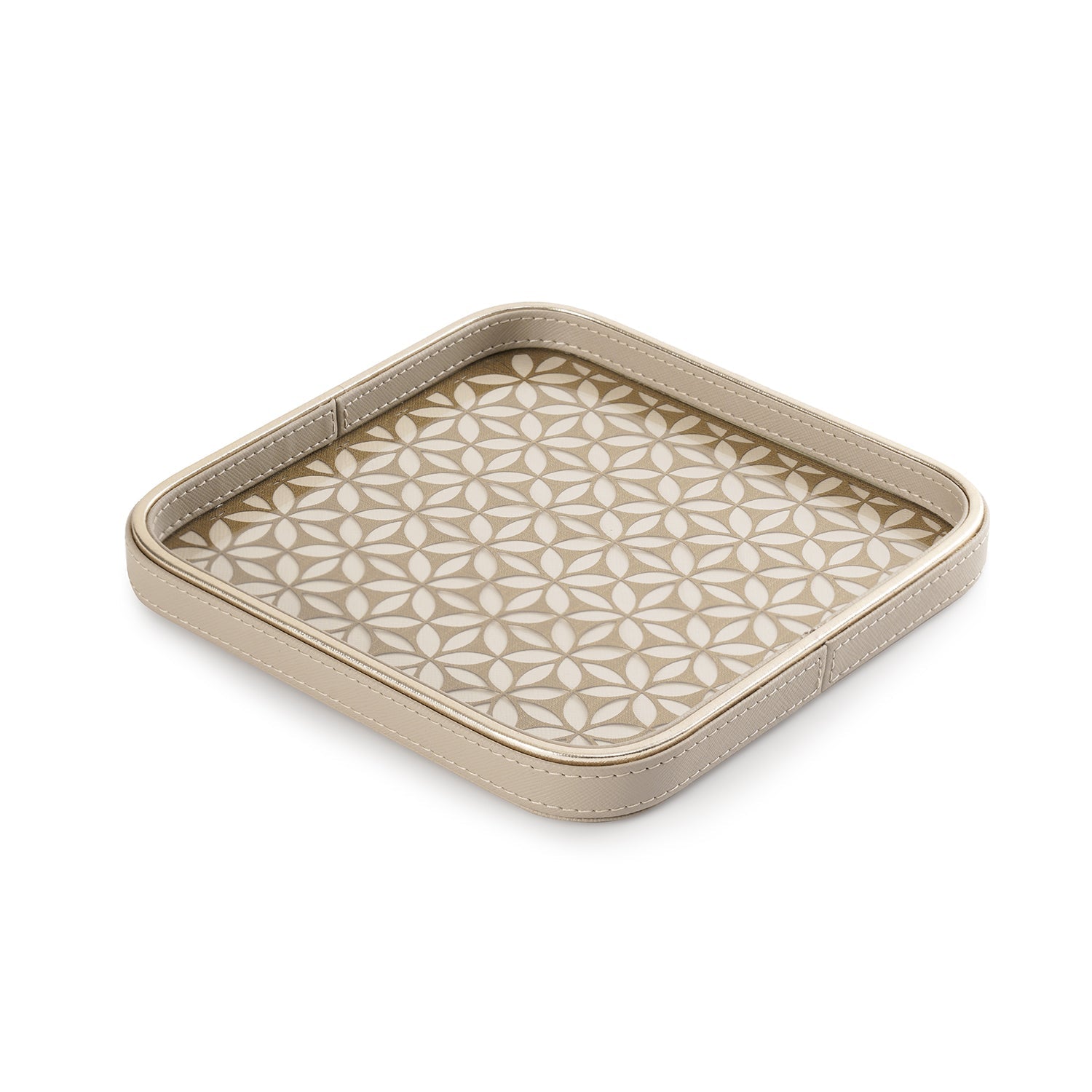 Beige Lazer Cut Faux Leather Platter - Small