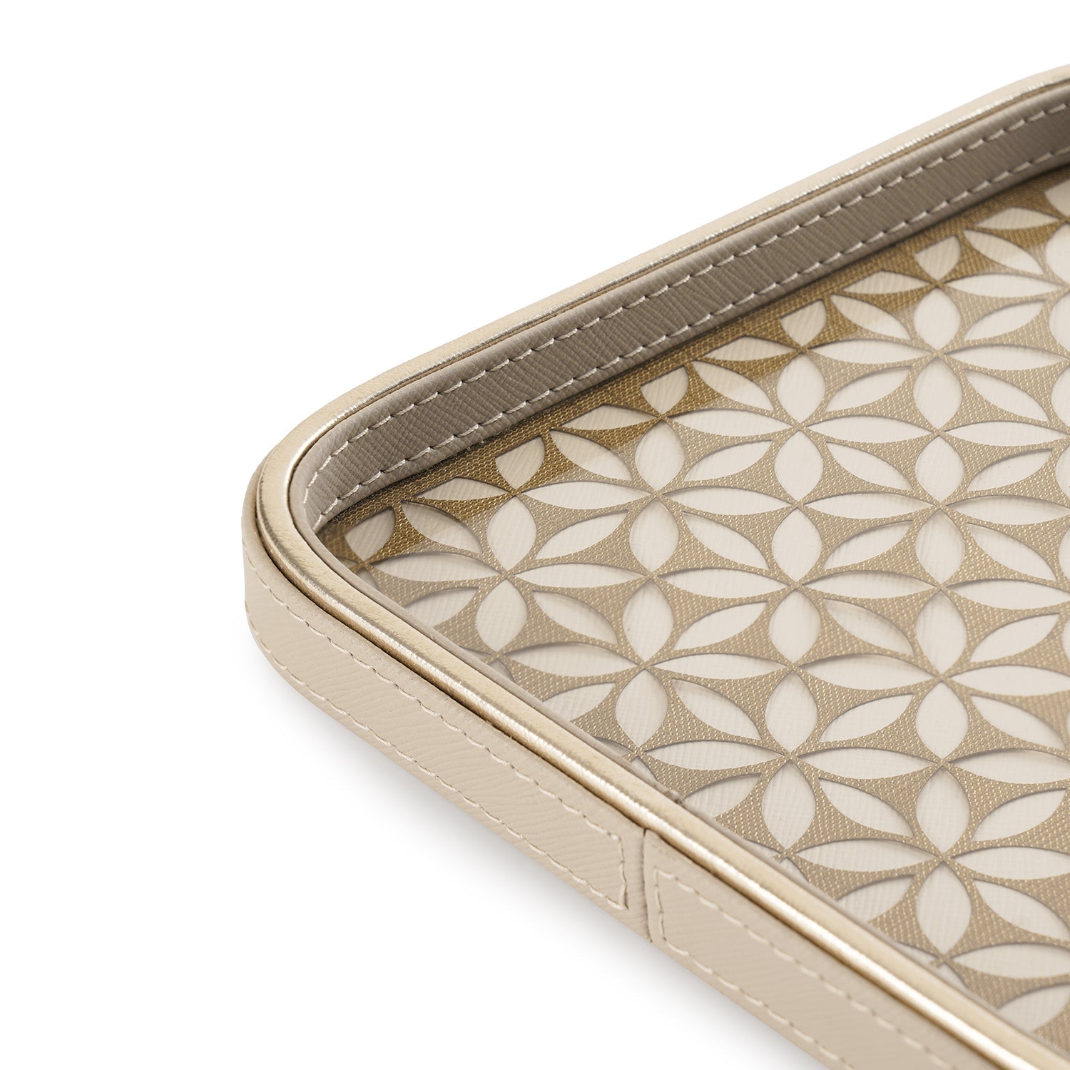 Beige Lazer Cut Faux Leather Platter - Small