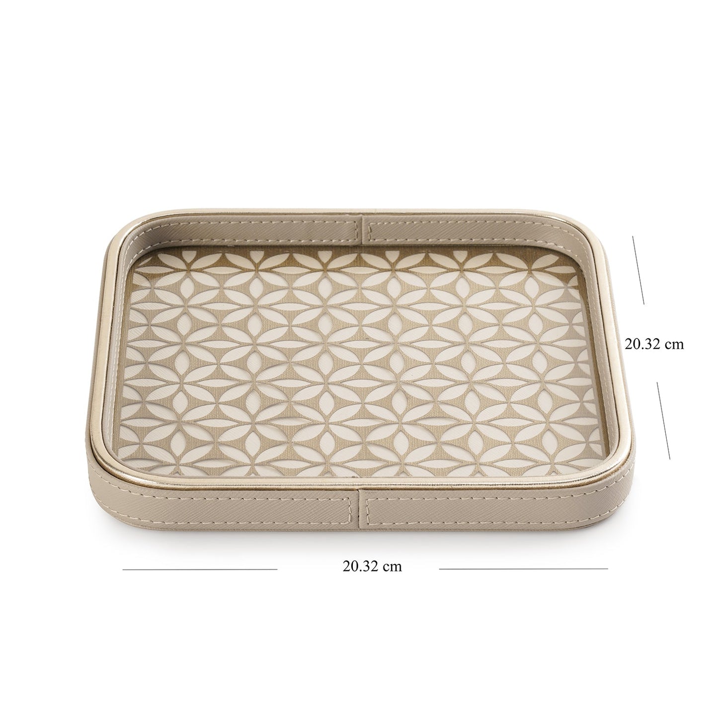 Beige Lazer Cut Faux Leather Platter - Small