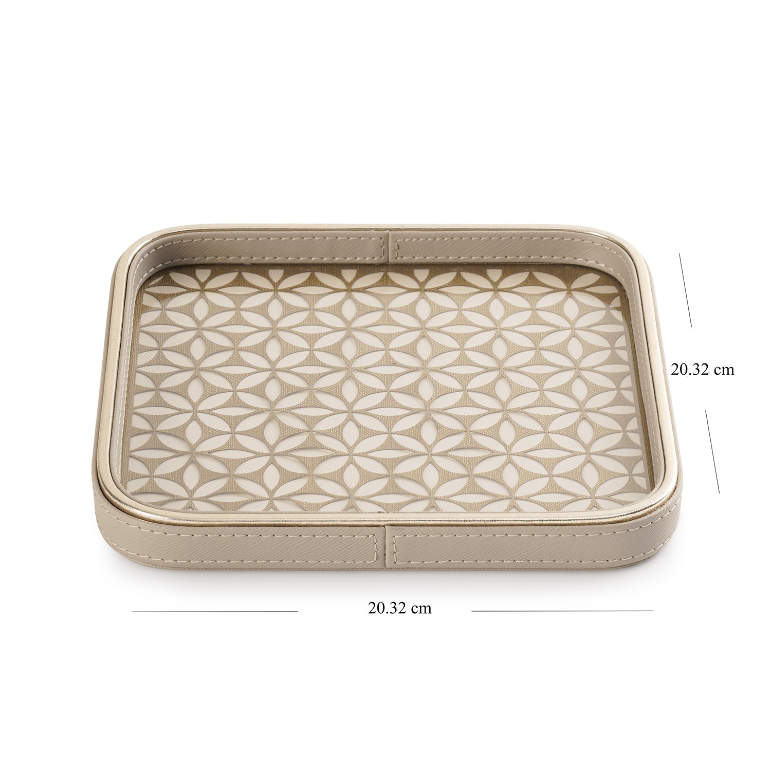Beige Lazer Cut Faux Leather Platter - Small