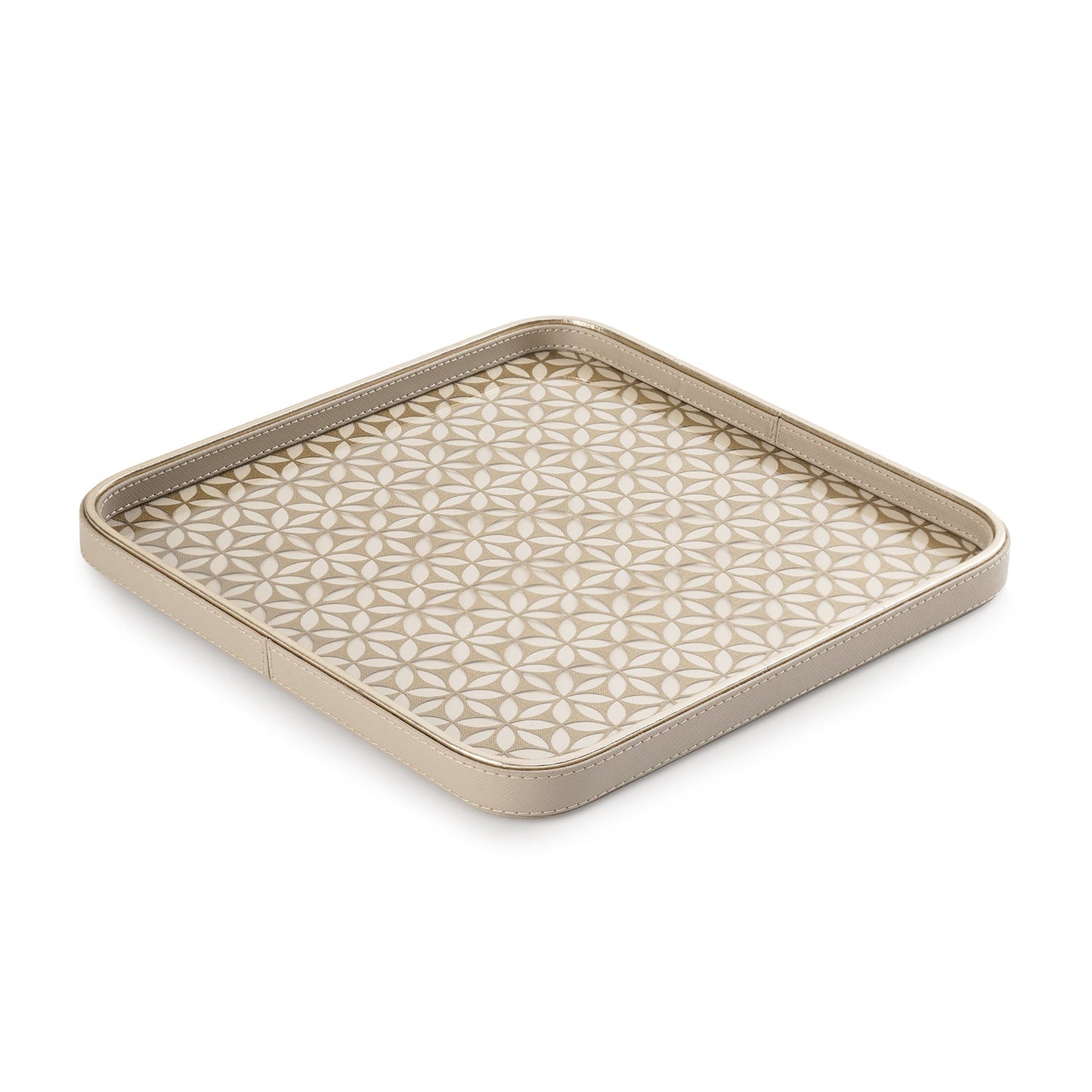 Beige Lazer Cut Faux Leather Platter - Large
