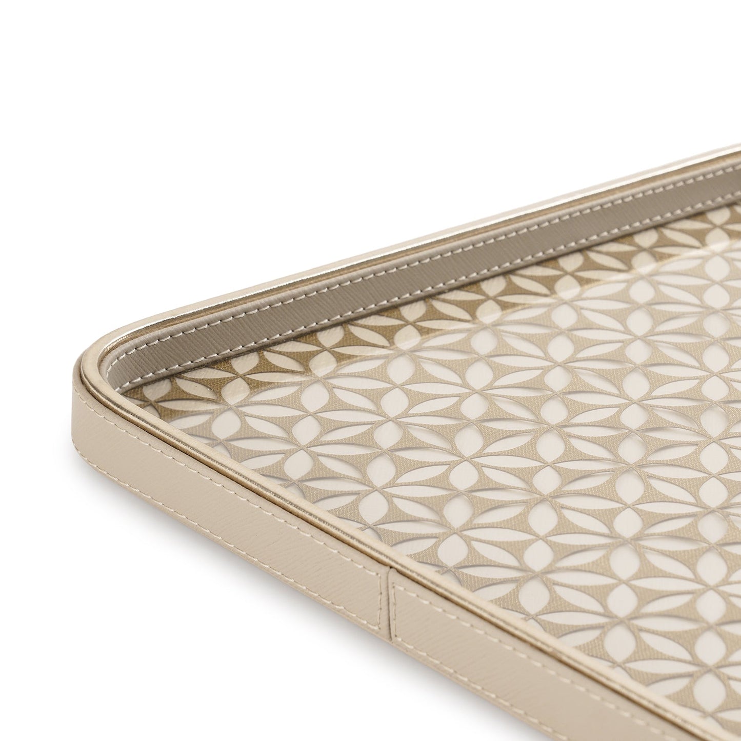 Beige Lazer Cut Faux Leather Platter - Large