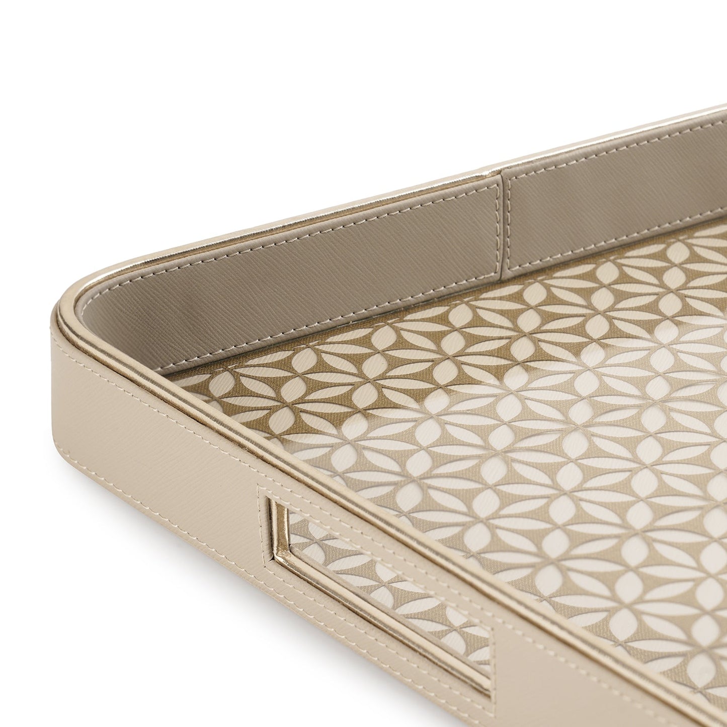Beige Lazer Cut Square Faux Leather Tray