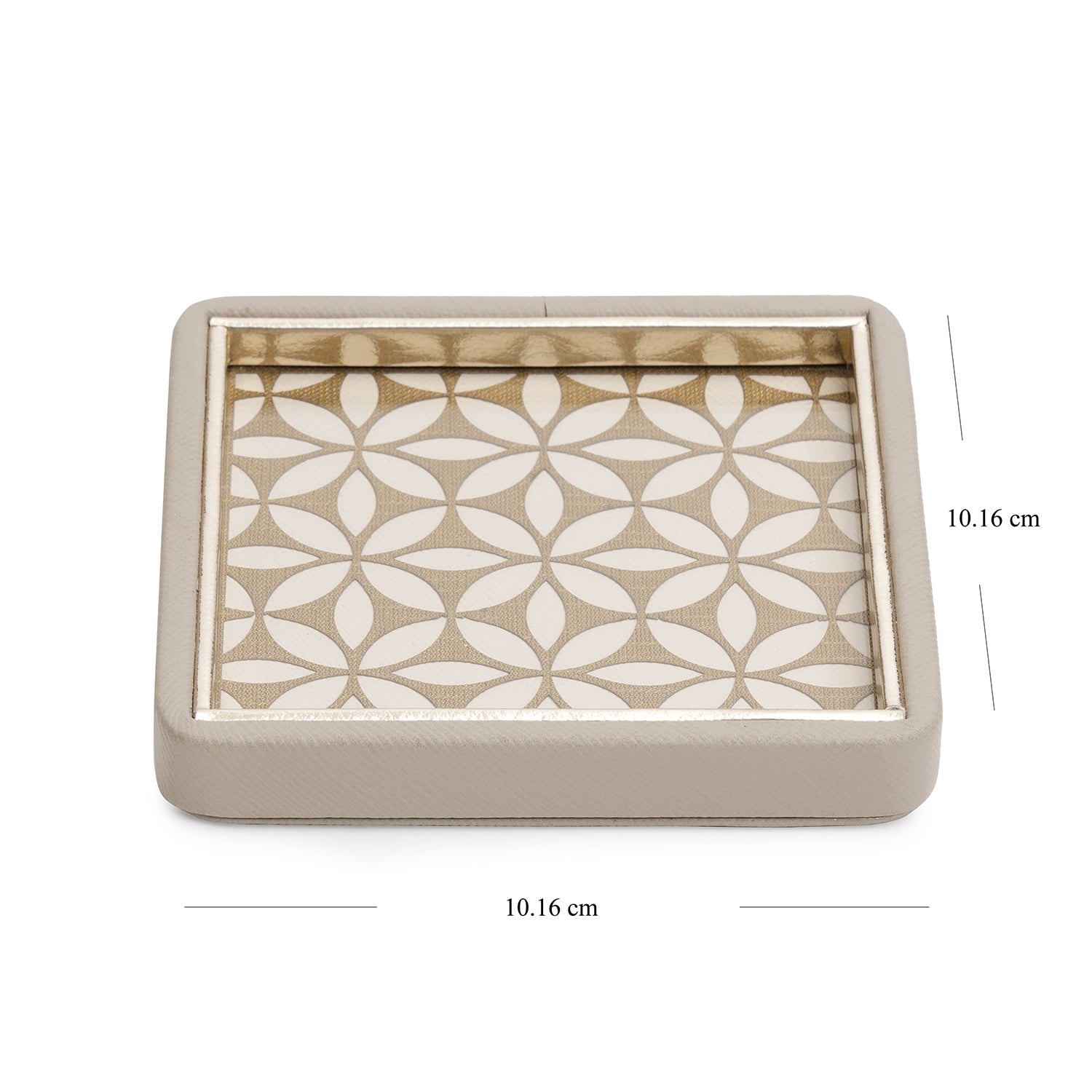 Beige Square Pattern Faux Leather Coaster