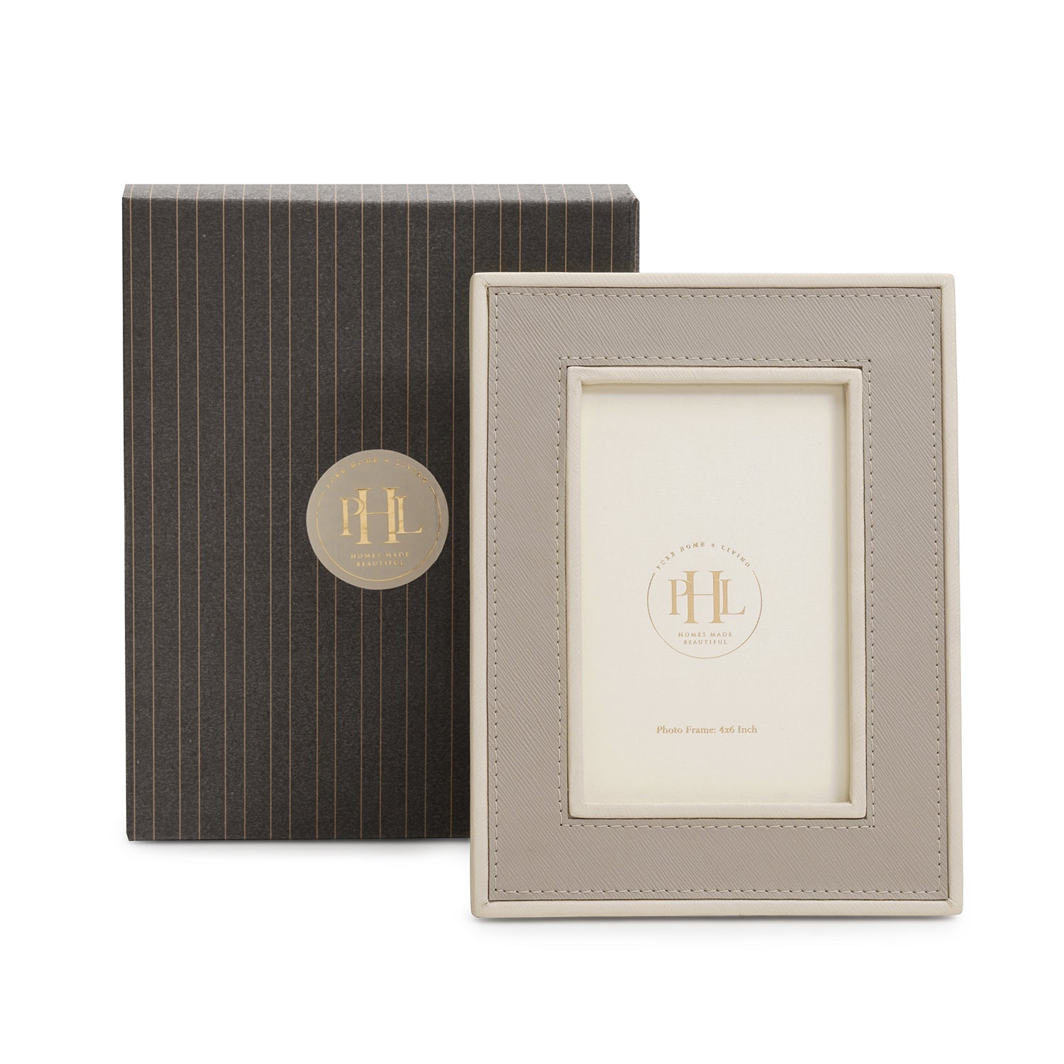 Beige Faux Leather Photo Frame - Small