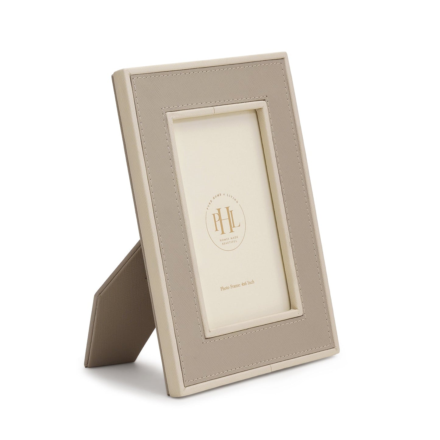 Beige Faux Leather Photo Frame - Small