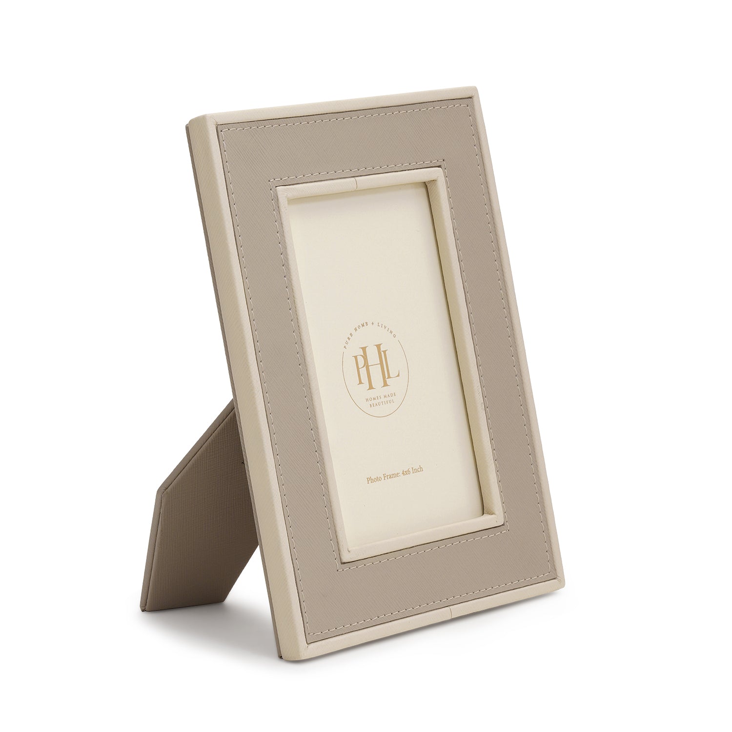 Beige Faux Leather Photo Frame - Small