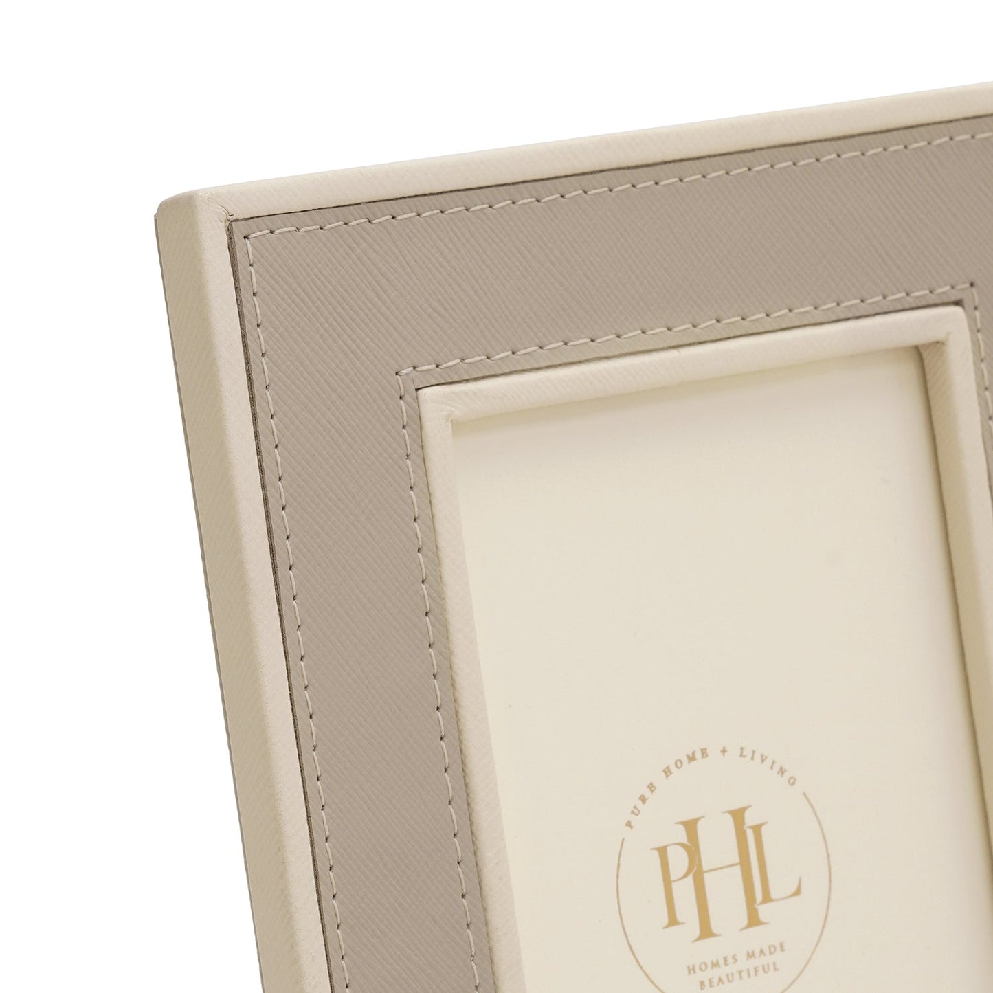 Beige Faux Leather Photo Frame - Small