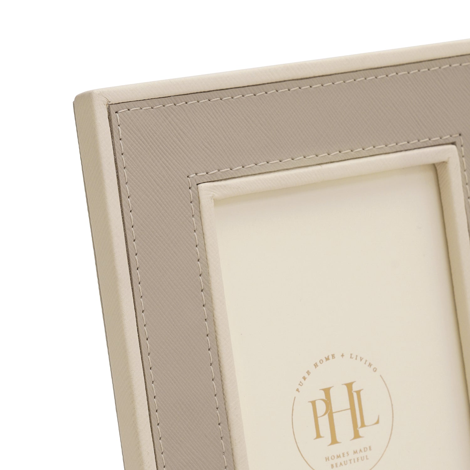 Beige Faux Leather Photo Frame - Small