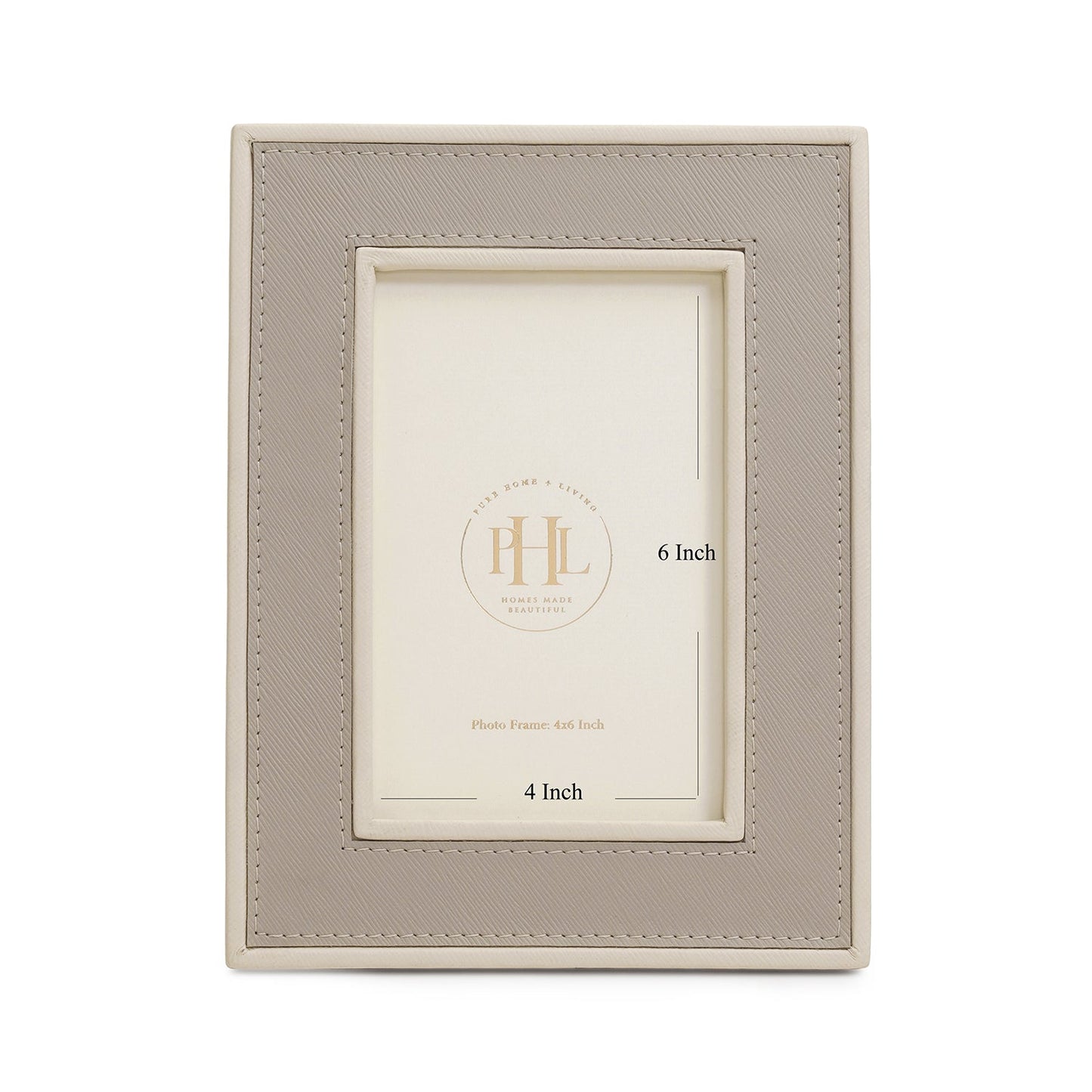 Beige Faux Leather Photo Frame - Small
