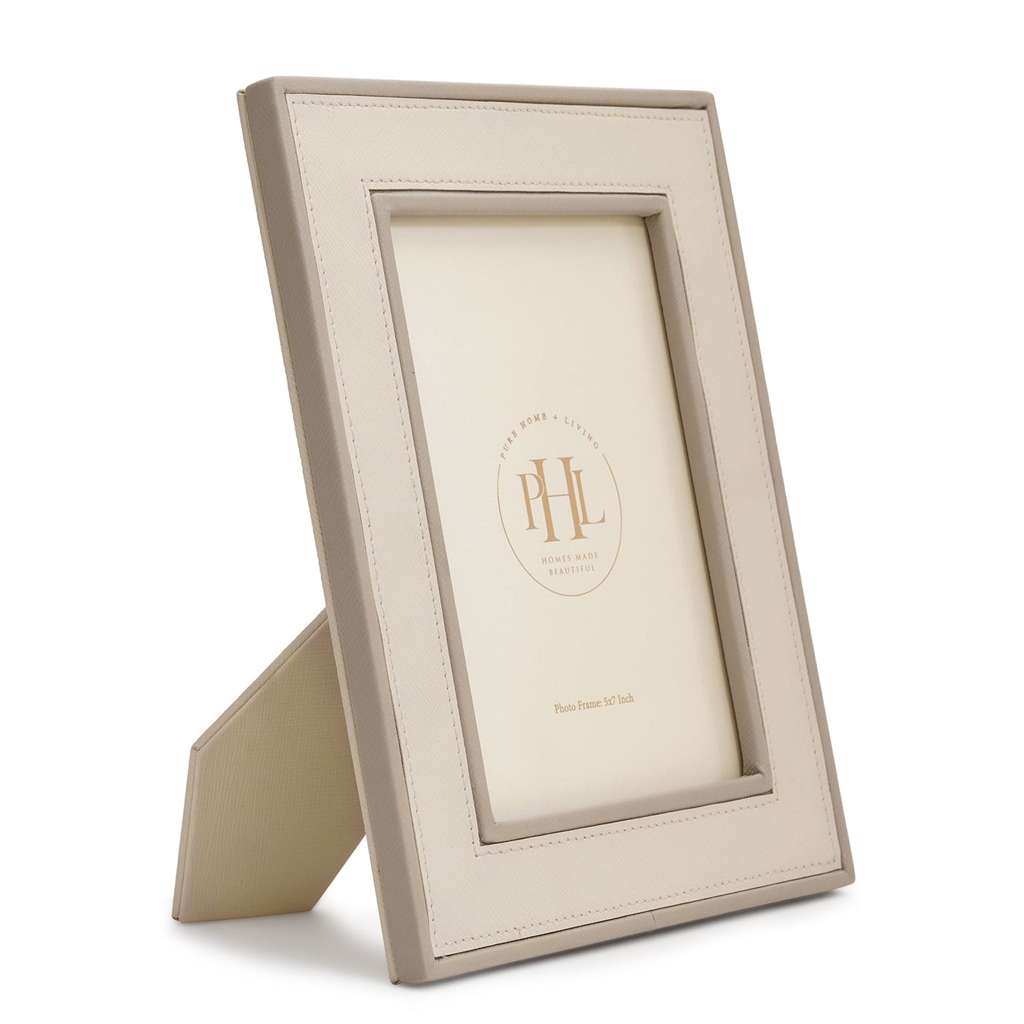 Beige Faux Leather Photo Frame - Medium