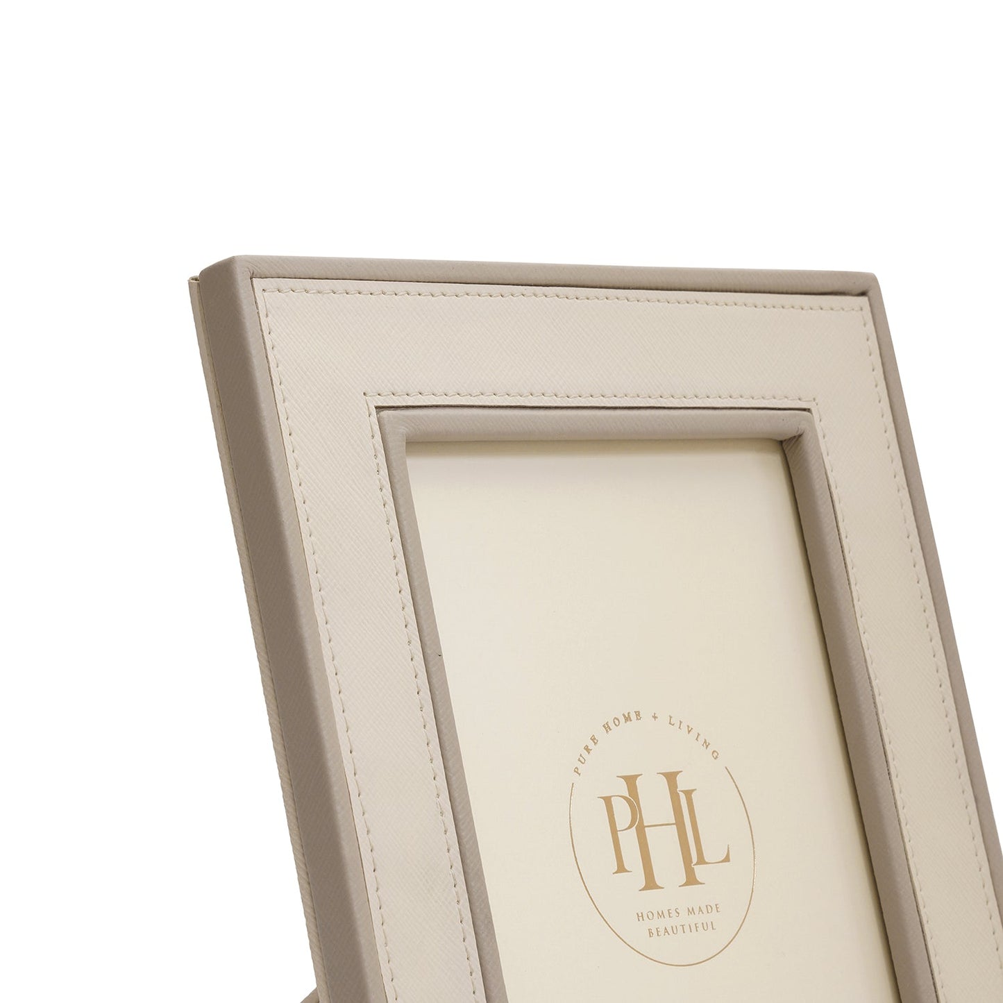 Beige Faux Leather Photo Frame - Medium