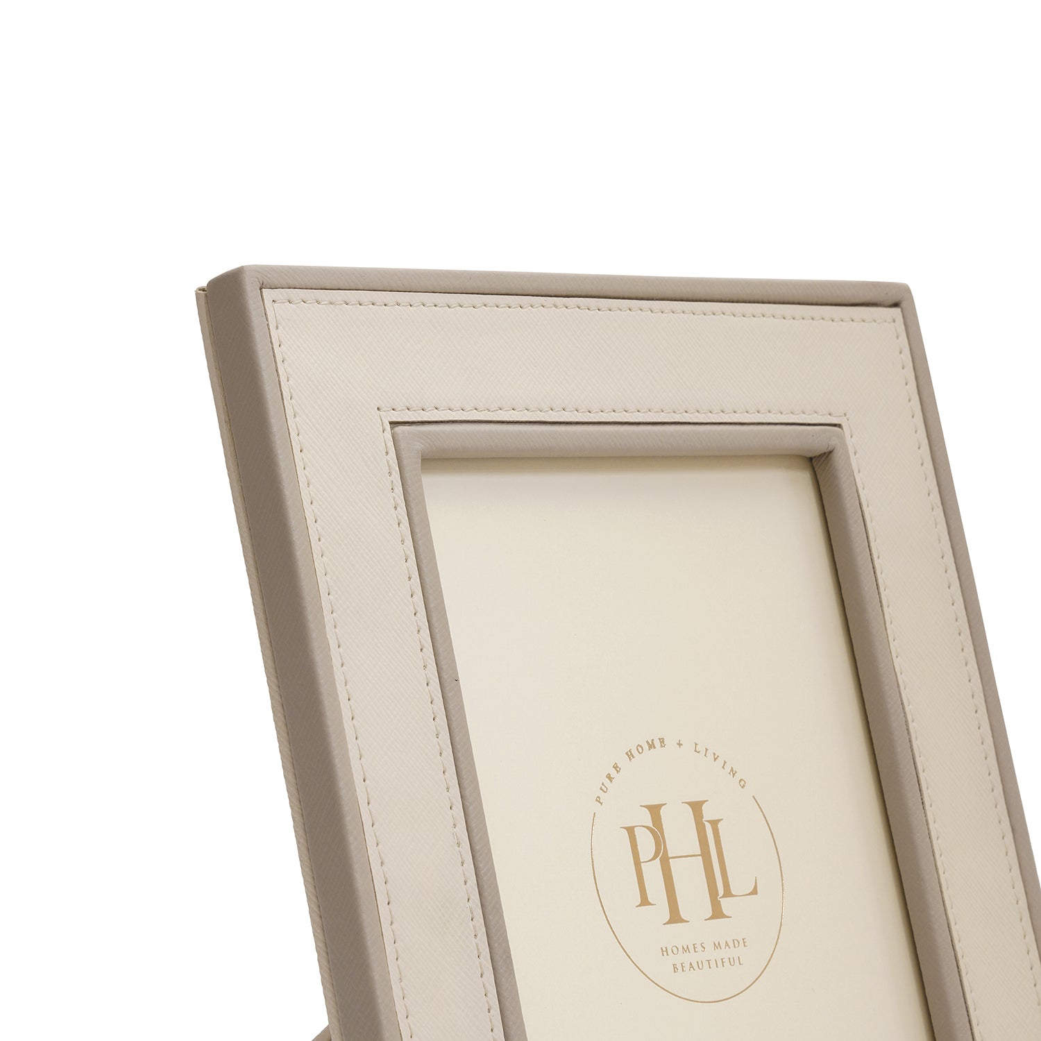 Beige Faux Leather Photo Frame - Medium