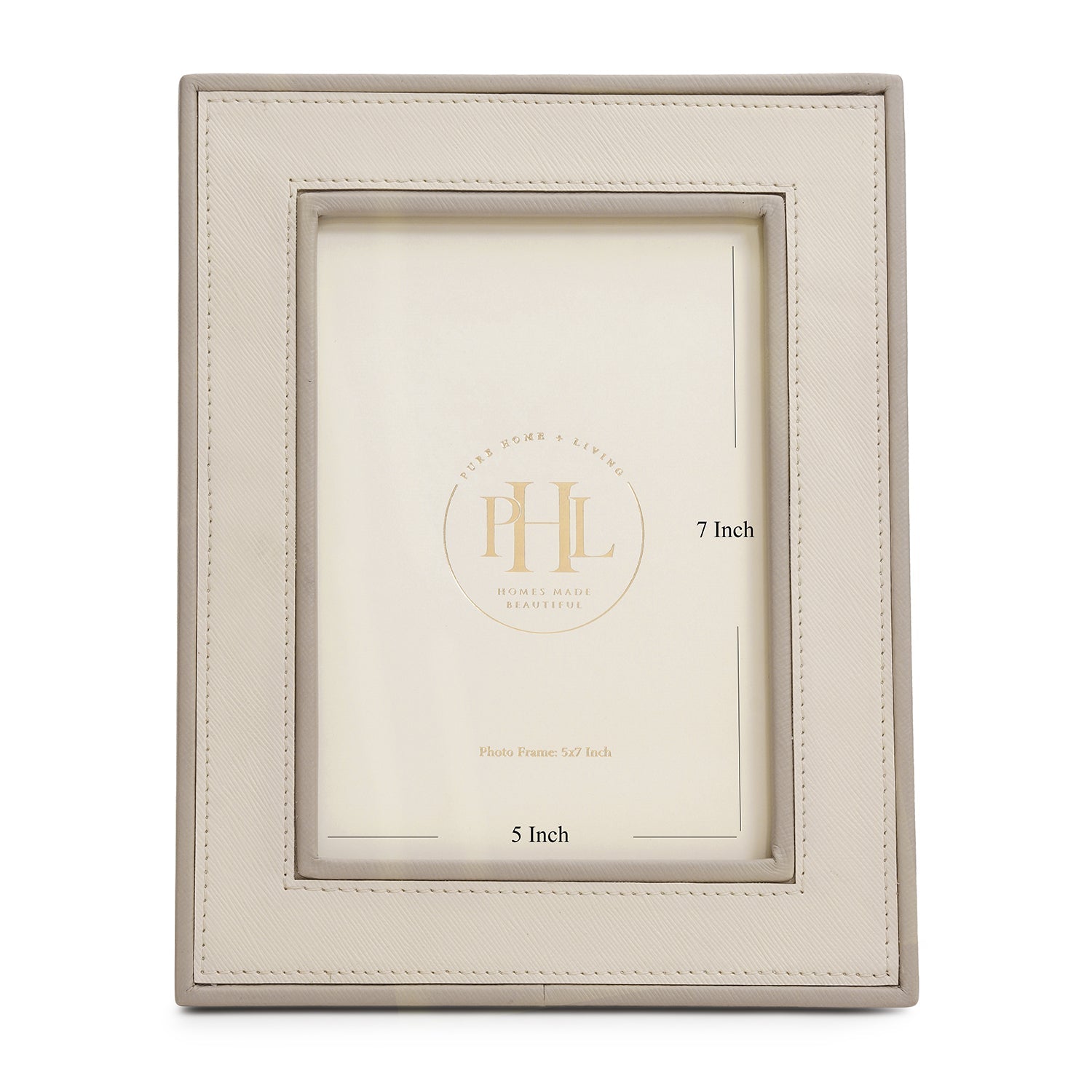 Beige Faux Leather Photo Frame - Medium