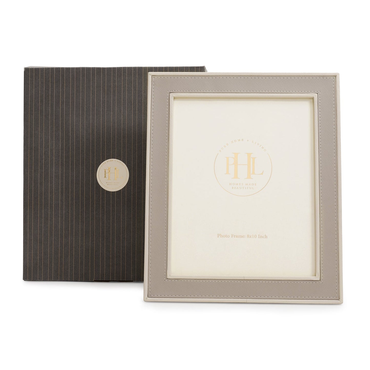 Beige Faux Leather Photo Frame - Large