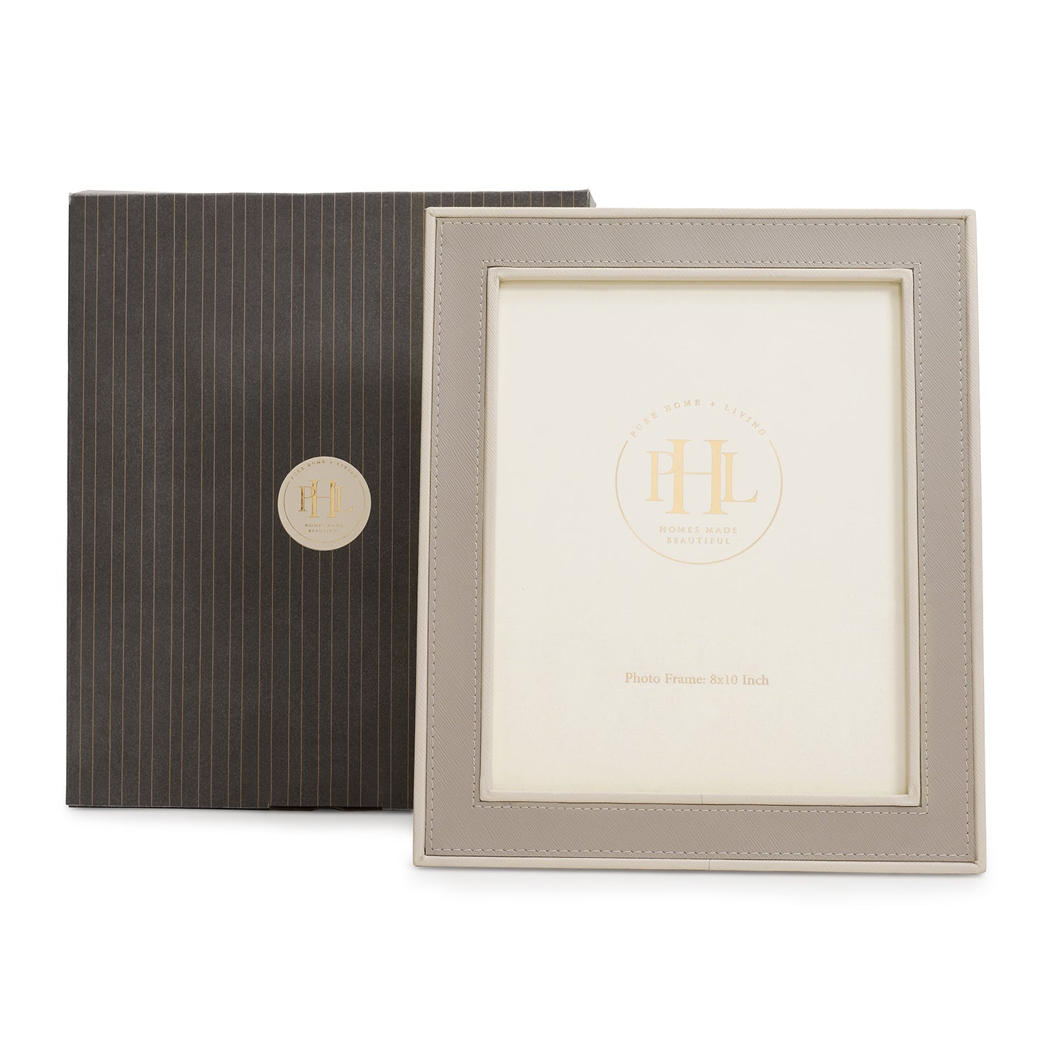 Beige Faux Leather Photo Frame - Large