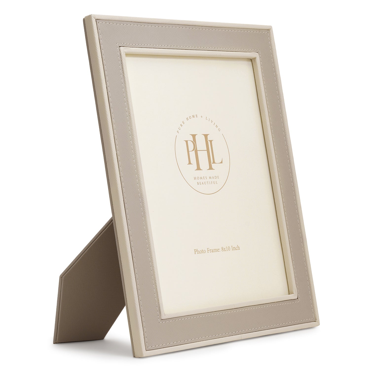 Beige Faux Leather Photo Frame - Large