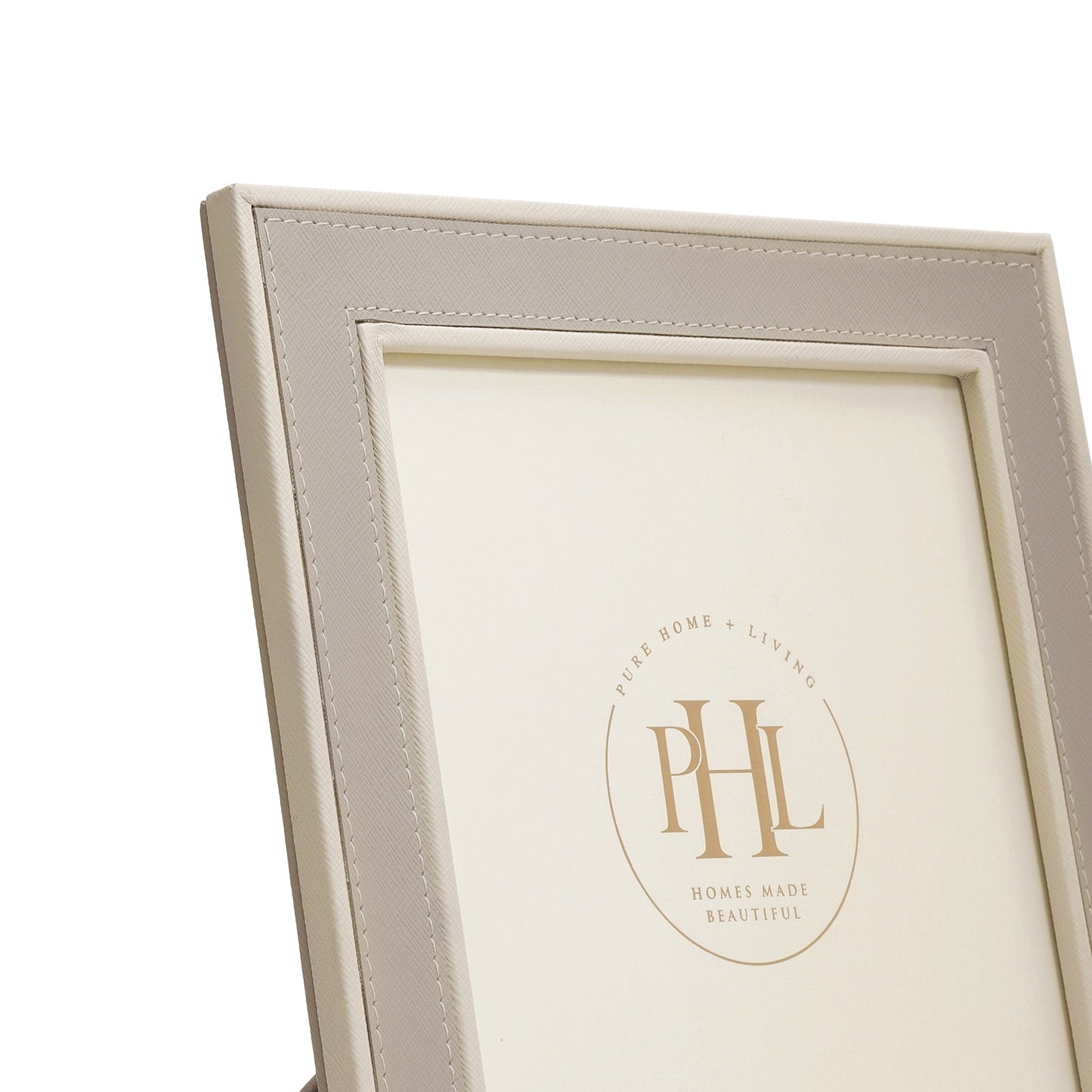 Beige Faux Leather Photo Frame - Large