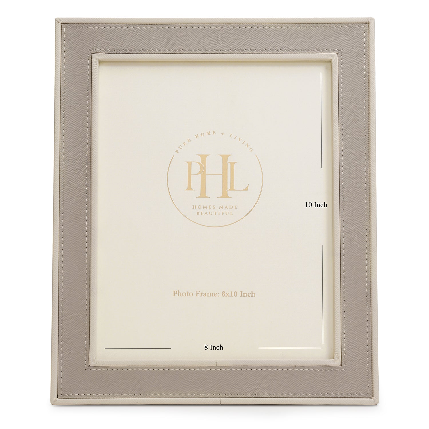 Beige Faux Leather Photo Frame - Large