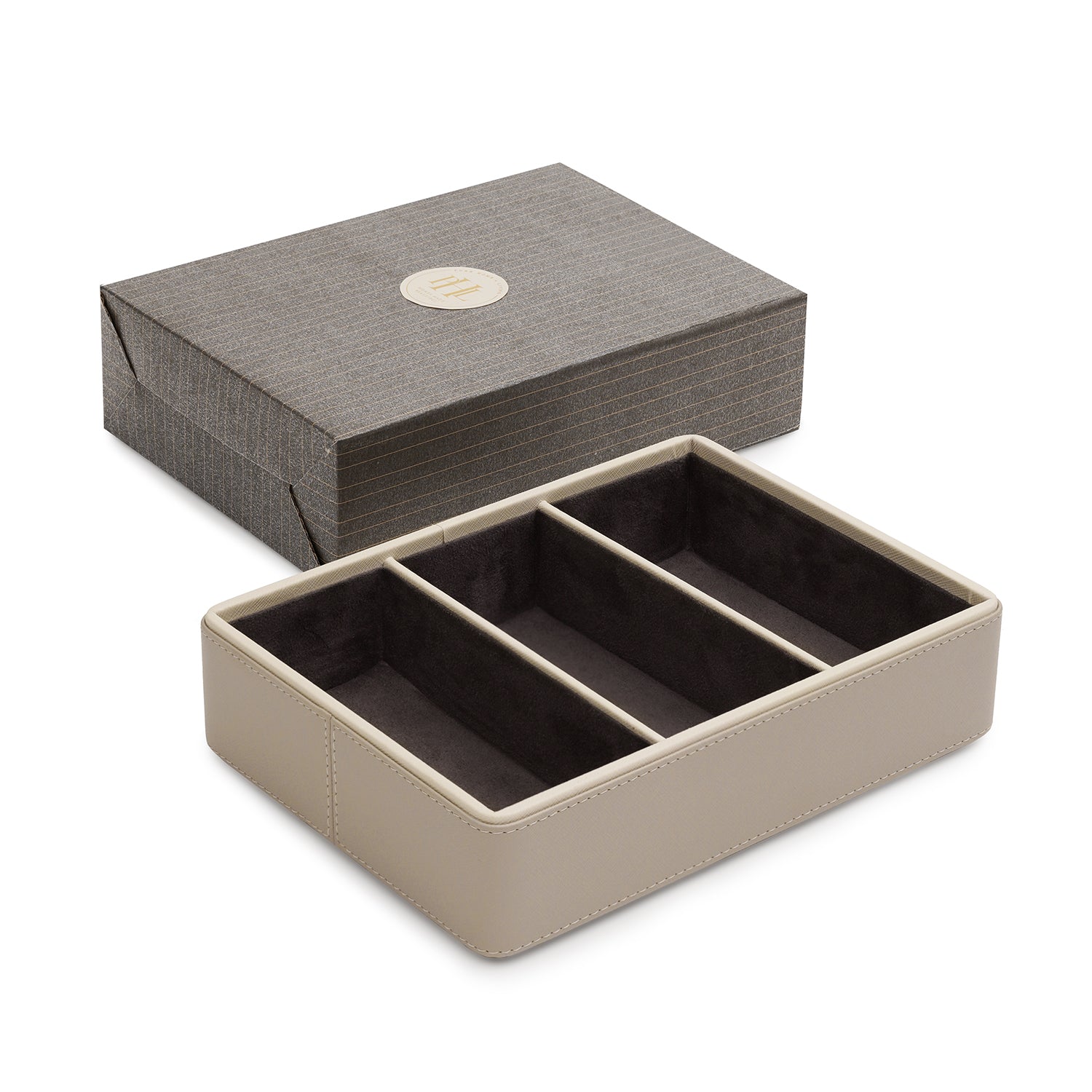 Beige 3 Compartment Faux Leather Organiser