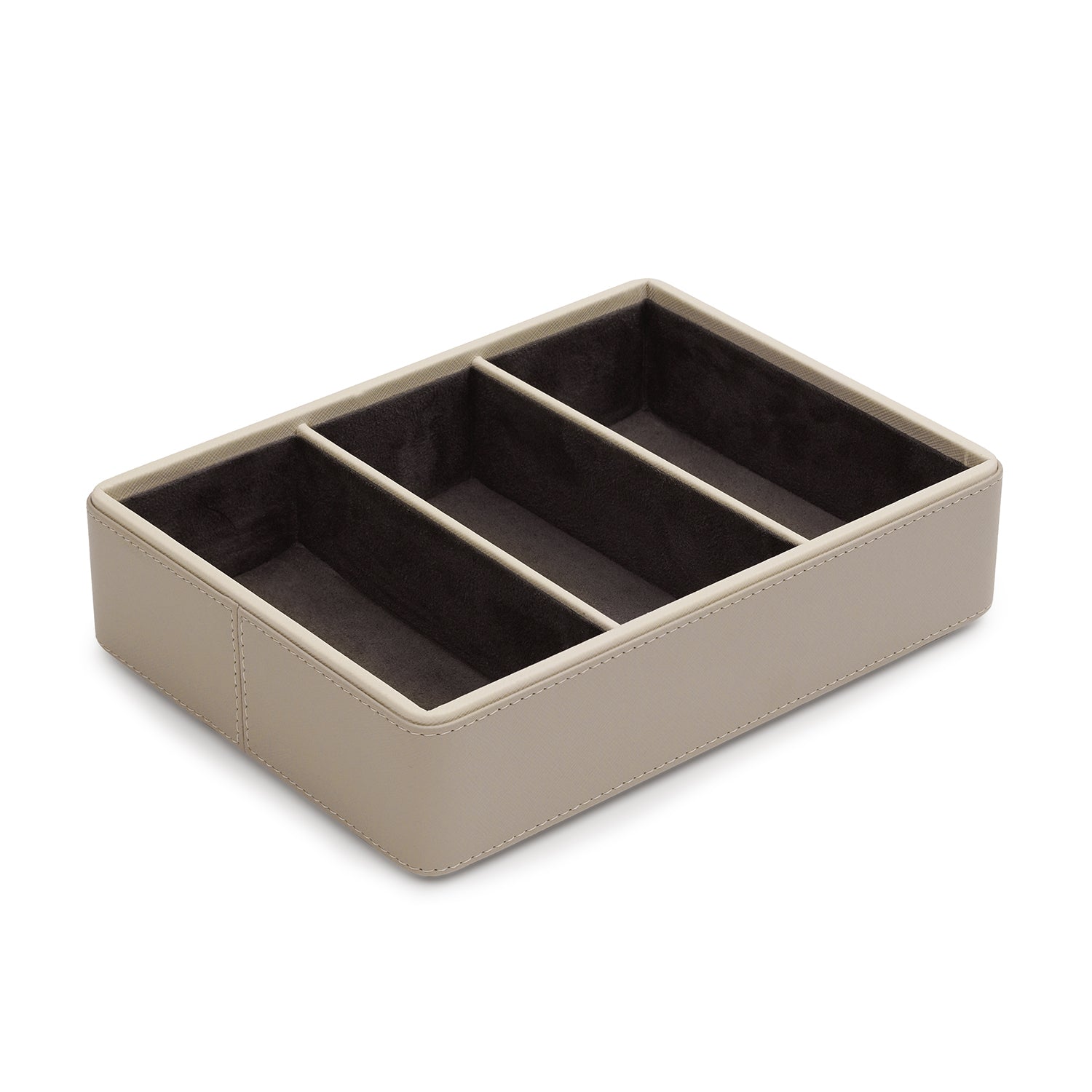 Beige 3 Compartment Faux Leather Organiser