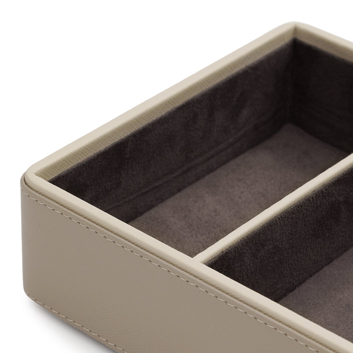 Beige 3 Compartment Faux Leather Organiser