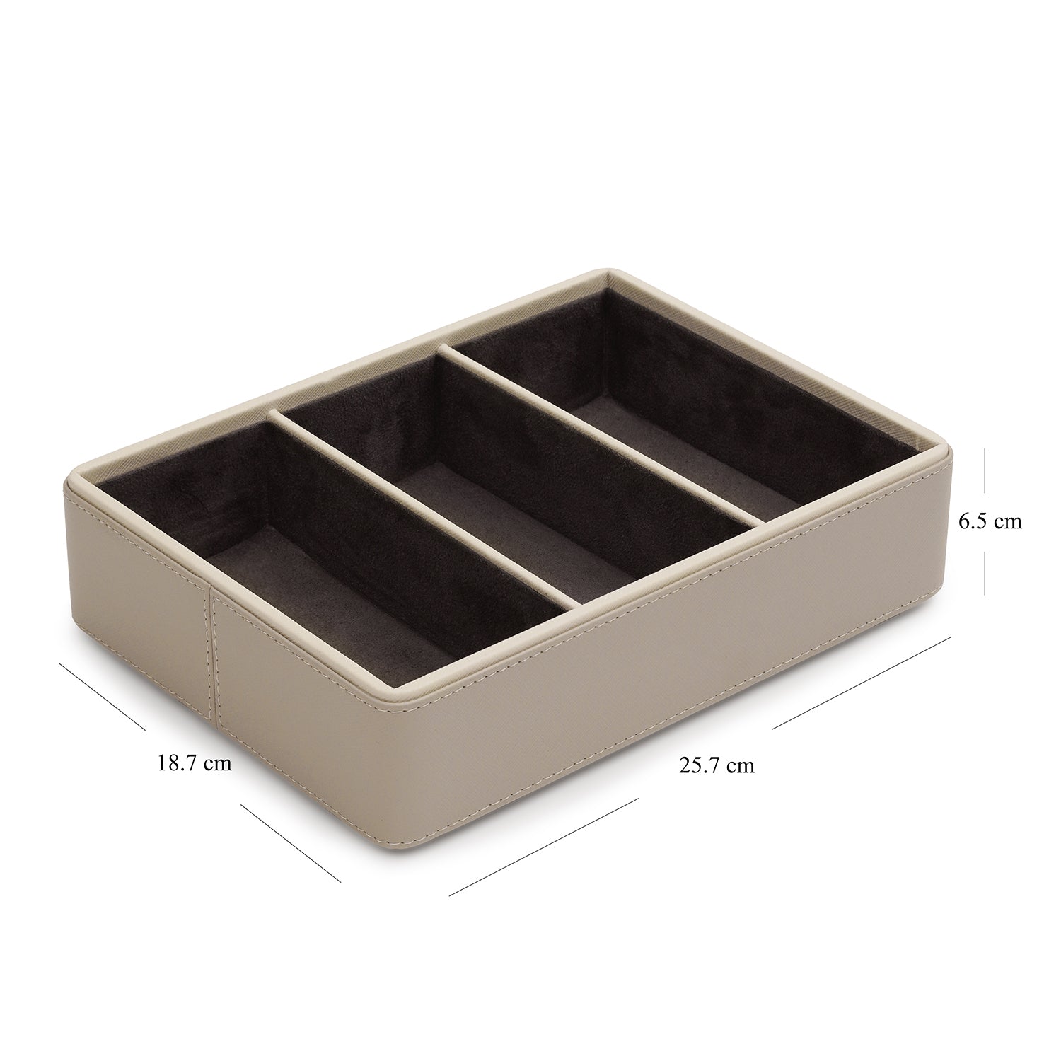 Beige 3 Compartment Faux Leather Organiser