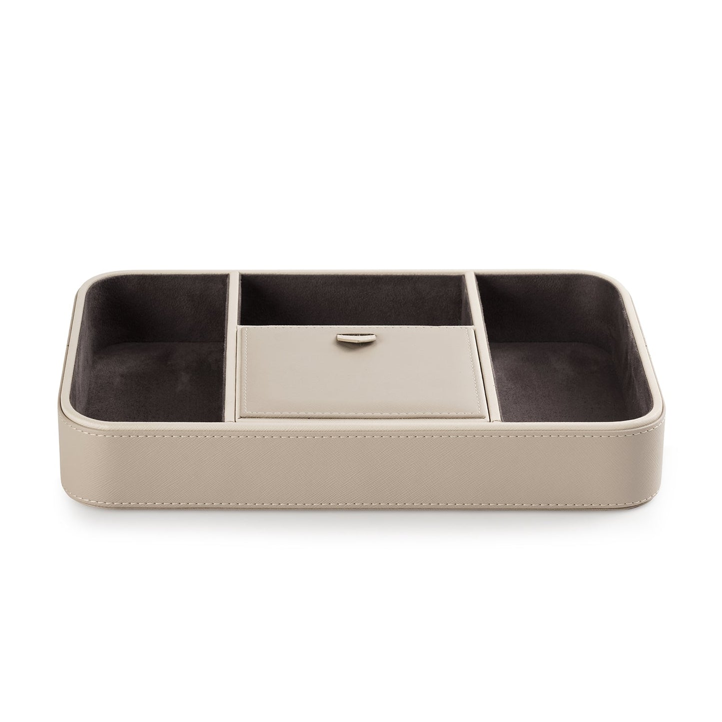 Beige 4 Compartment Faux Leather Organiser Tray