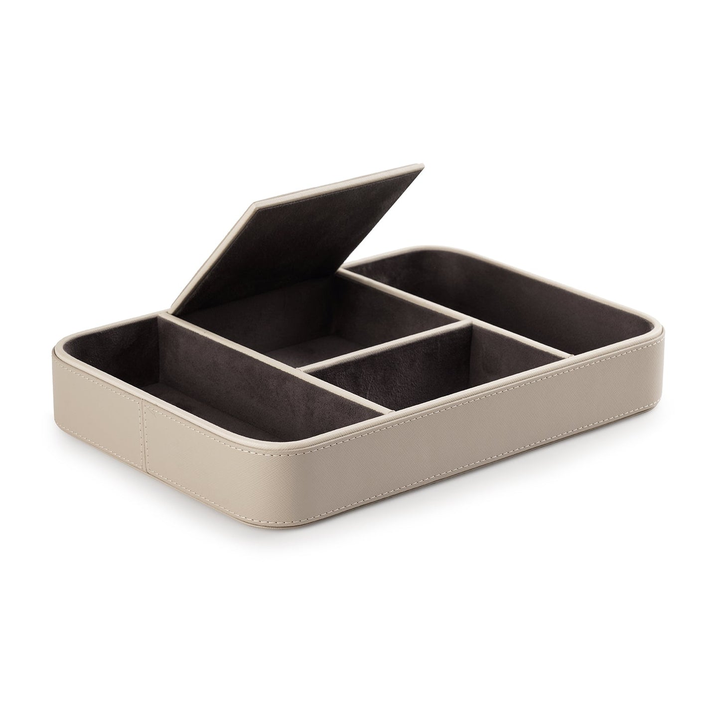 Beige 4 Compartment Faux Leather Organiser Tray