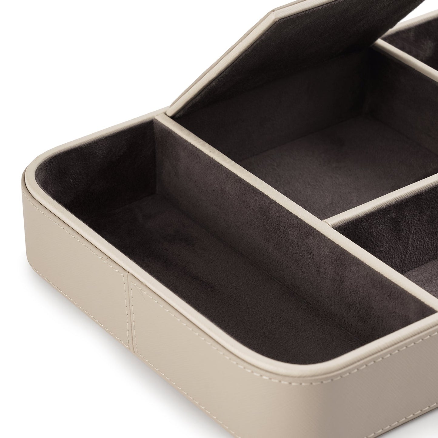 Beige 4 Compartment Faux Leather Organiser Tray