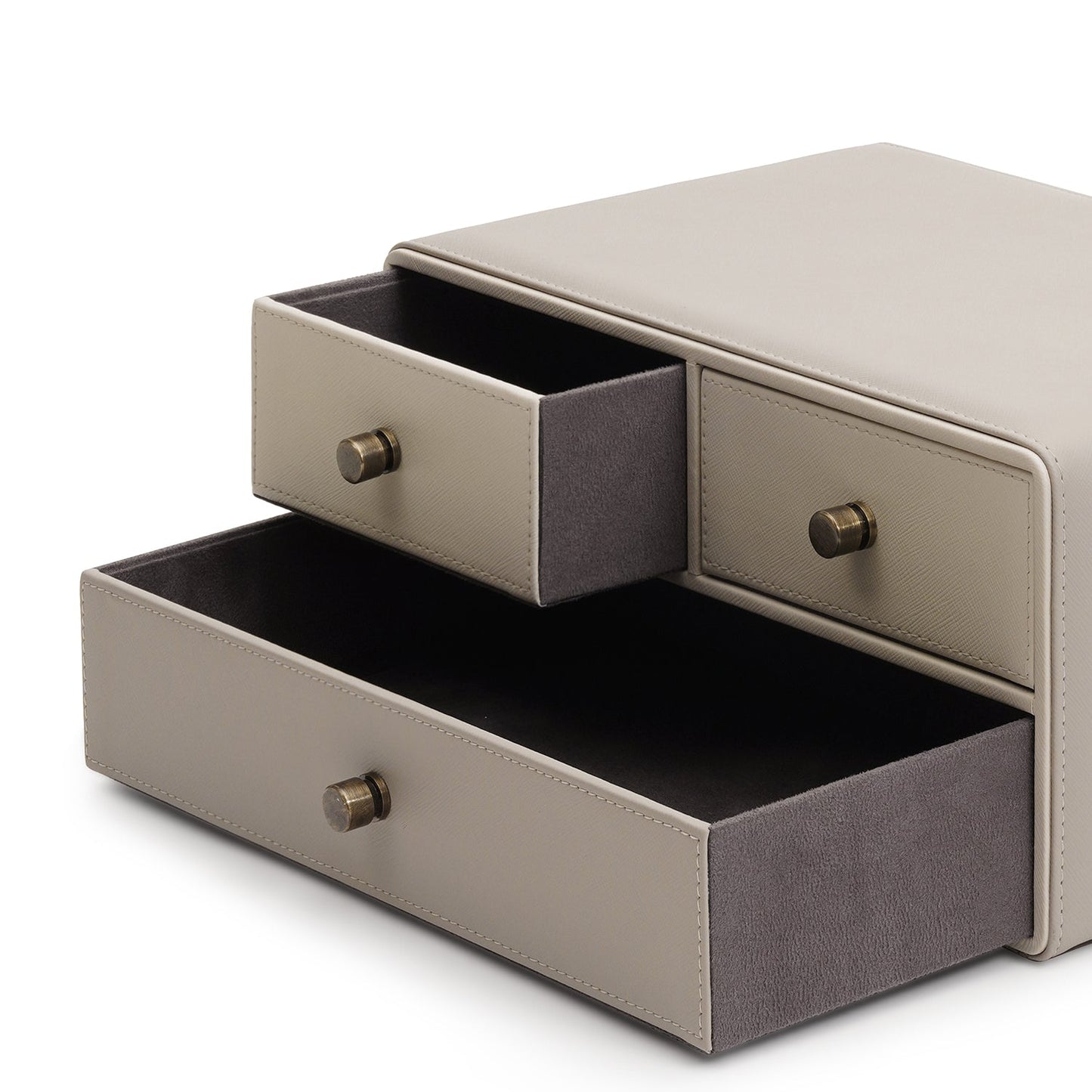 Beige & Cream Faux Leather Drawer Organizer