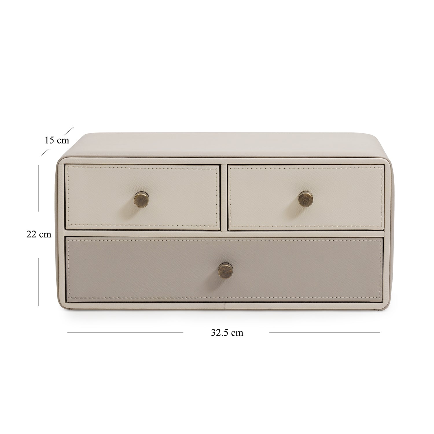 Beige & Cream Faux Leather Drawer Organizer