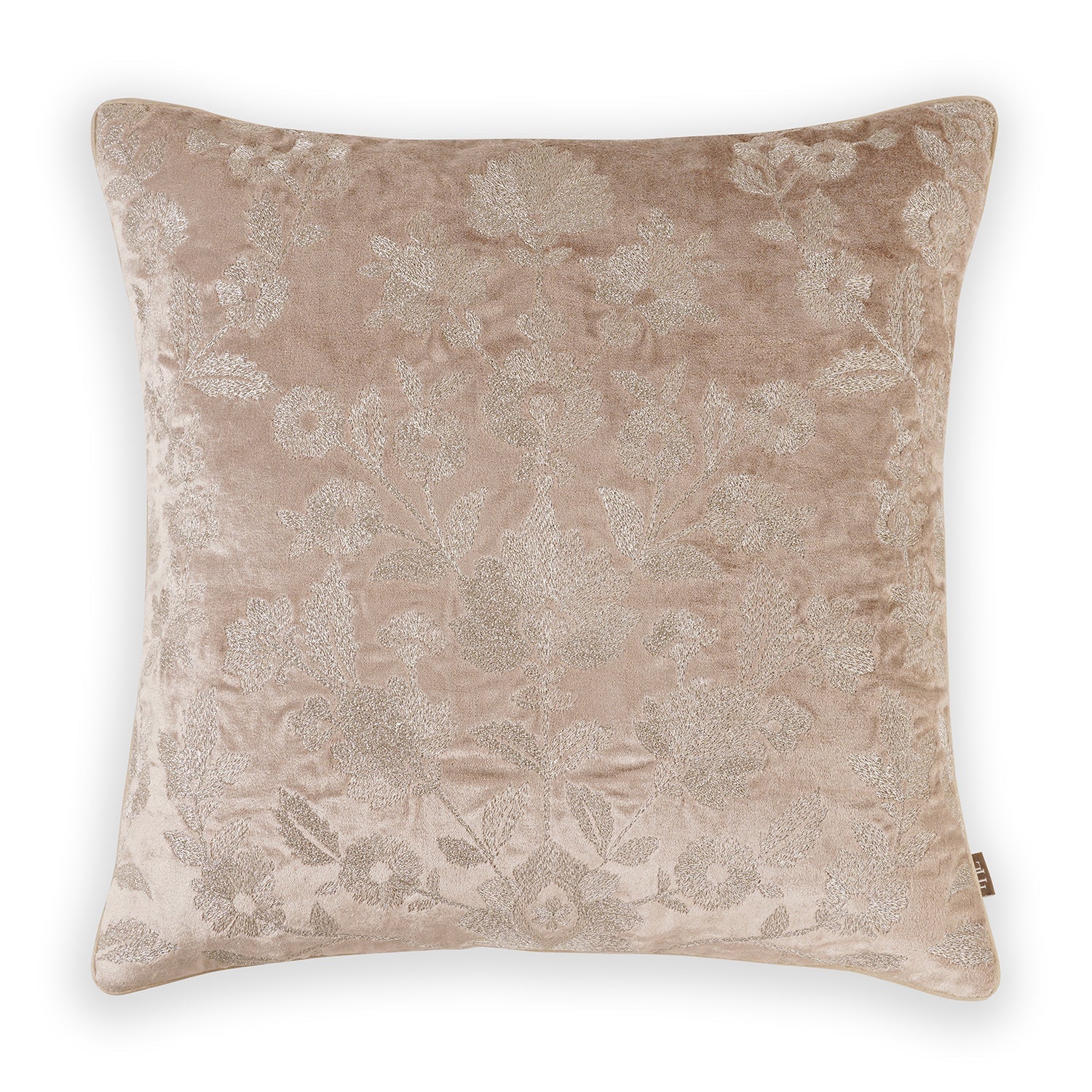 Beige Embroidered Cushion Cover