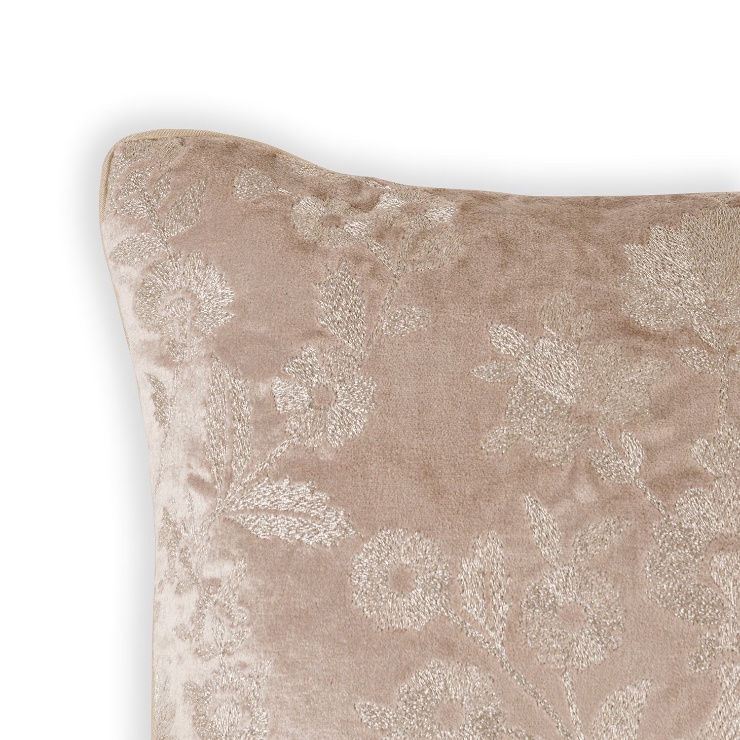 Beige Embroidered Cushion Cover