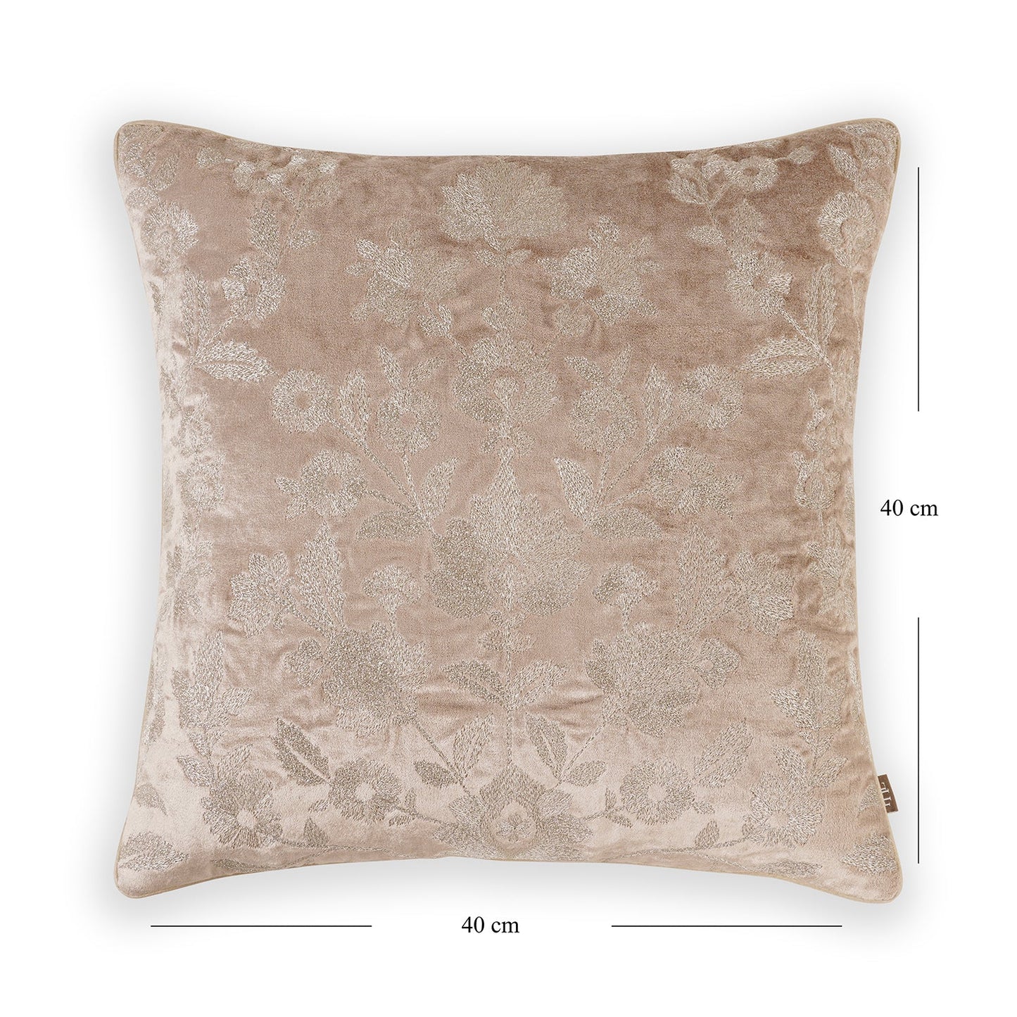 Beige Embroidered Cushion Cover