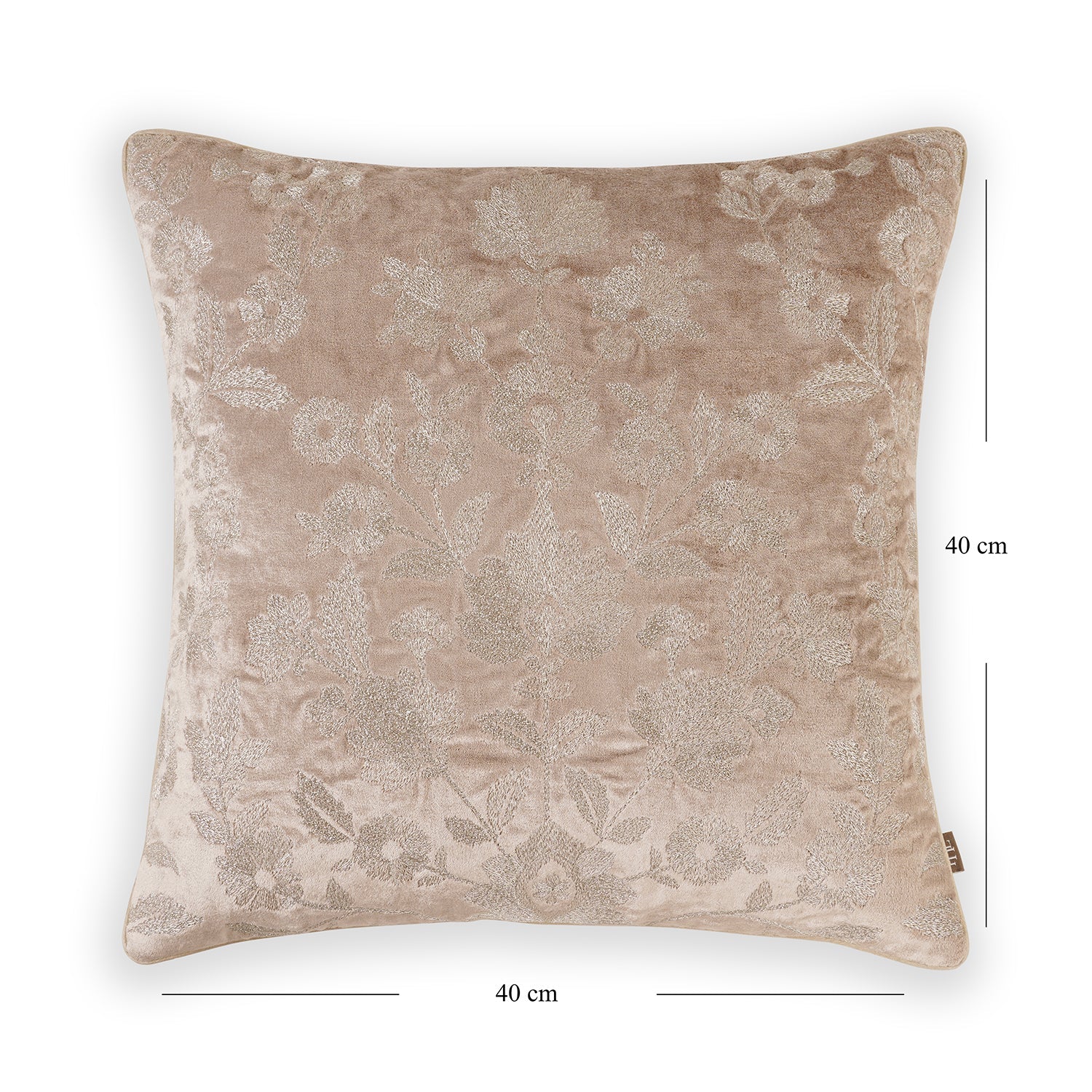 Beige Embroidered Cushion Cover