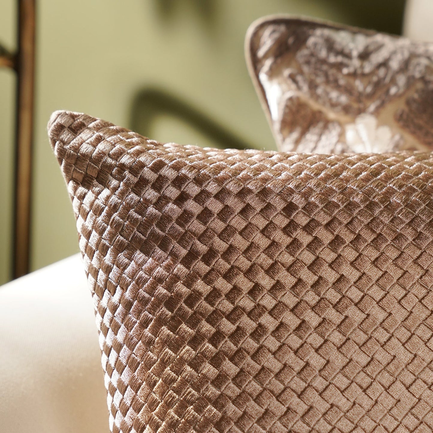 Pink Woven Textured Cushion Cover