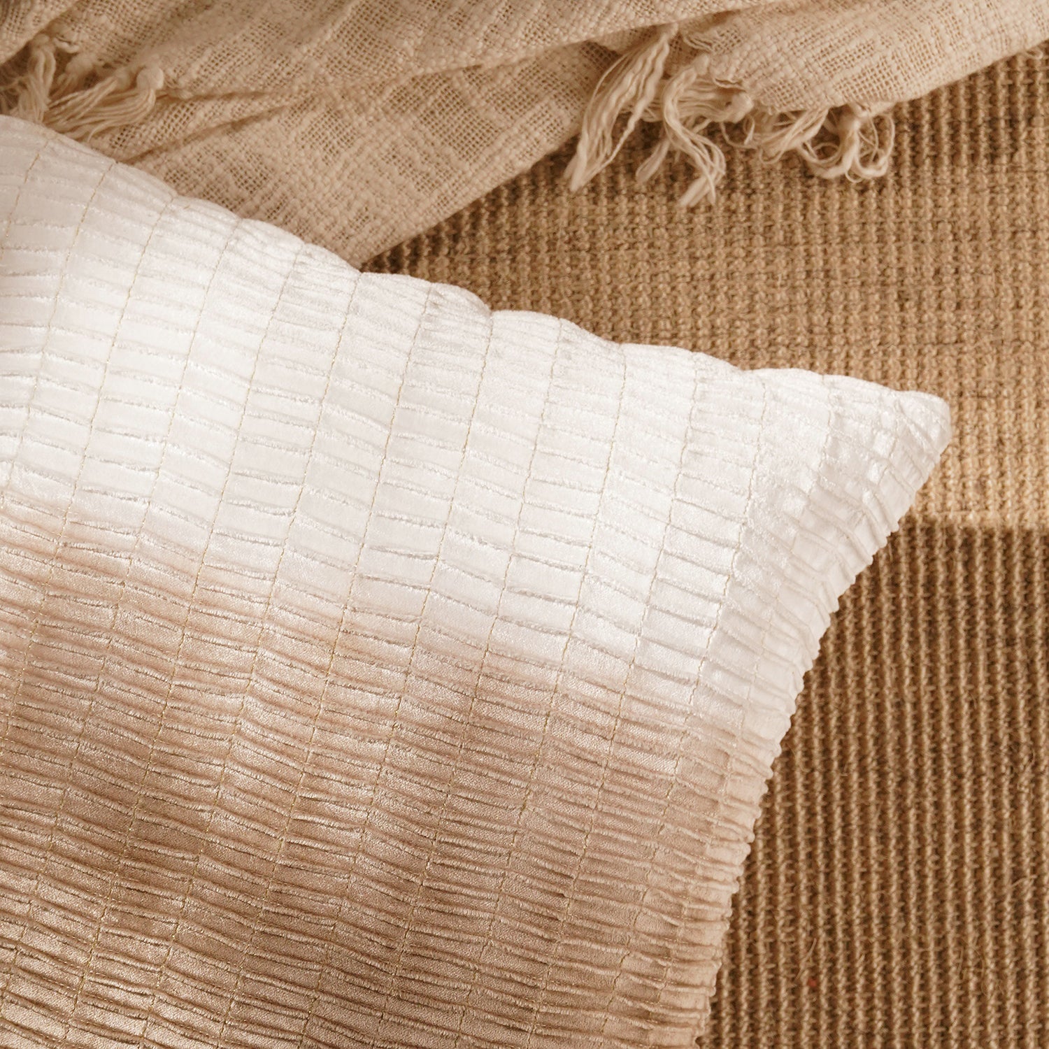 Beige Ombre Textured Cushion Cover