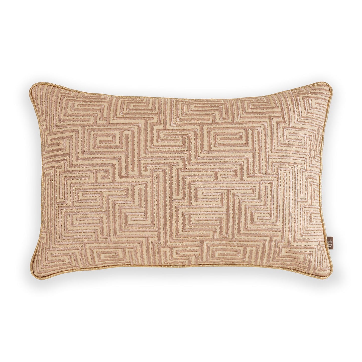 Beige Geometric Embroidered Cushion Cover