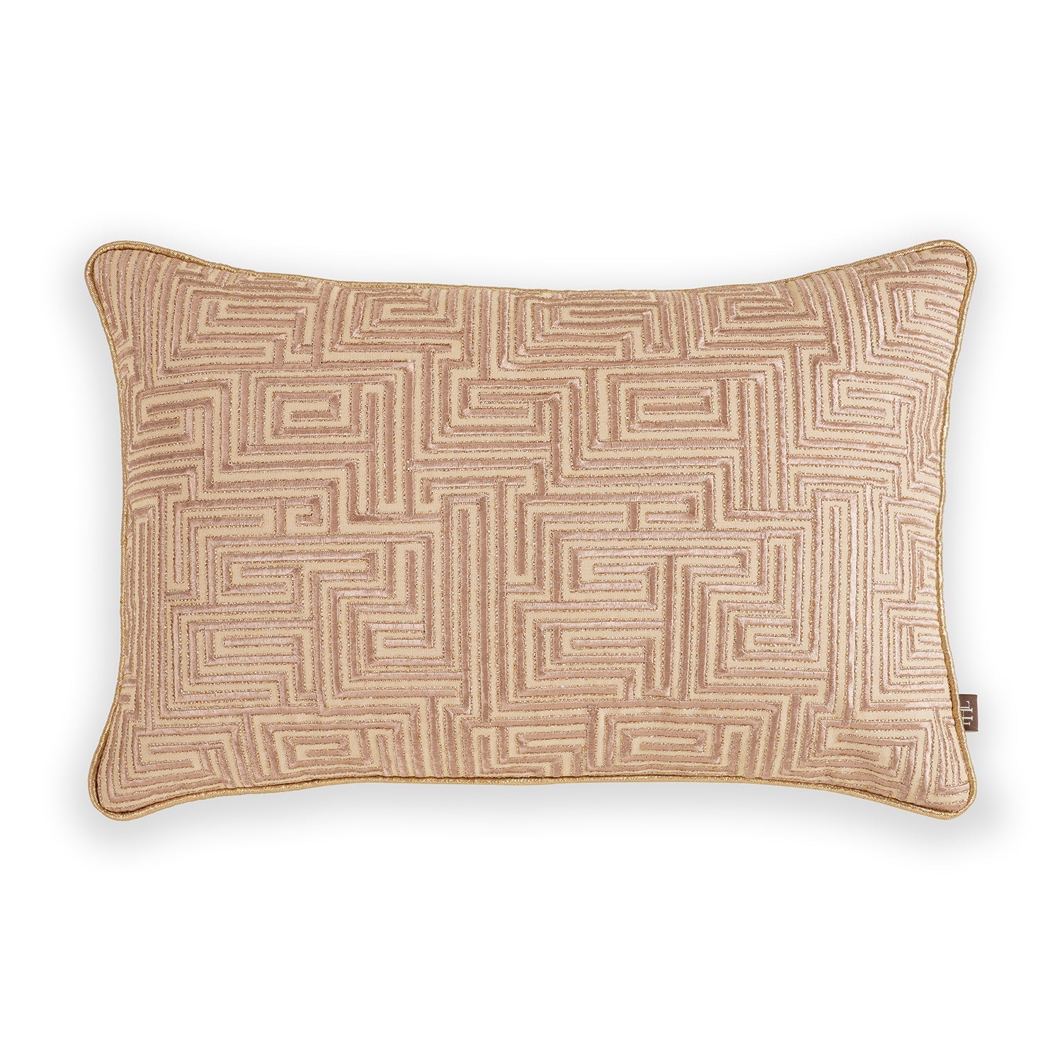 Beige Geometric Embroidered Cushion Cover
