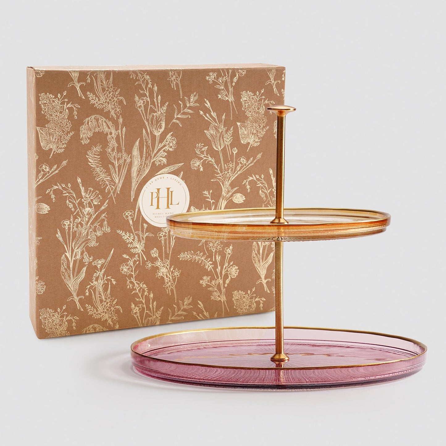 Amber & Pink Radial Textured Cake Stand