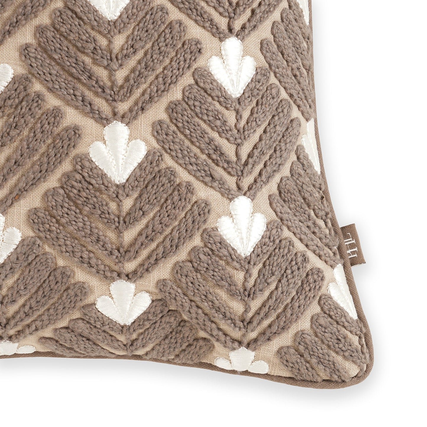 Beige Dori Embroidery Square Cushion Cover