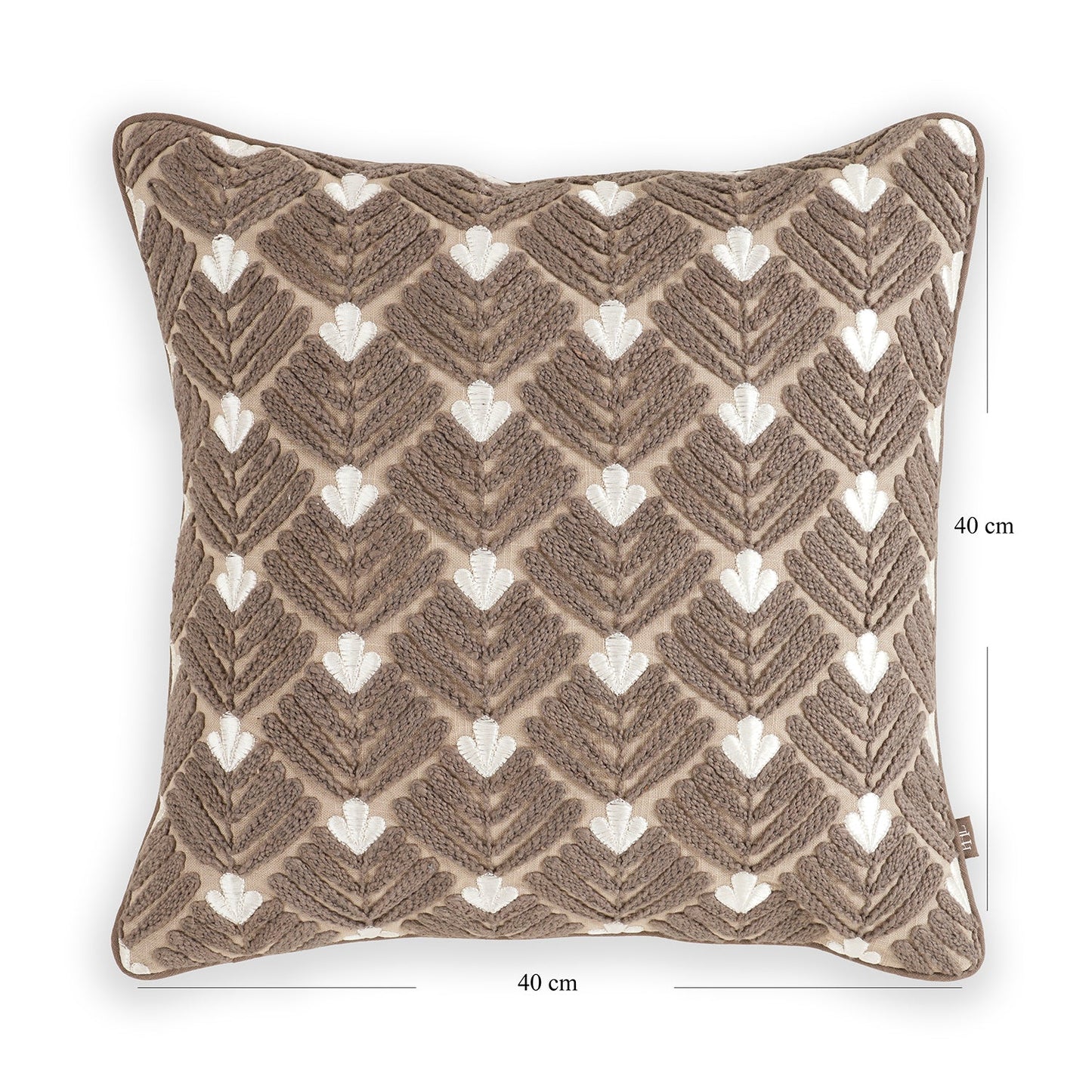 Beige Dori Embroidery Square Cushion Cover