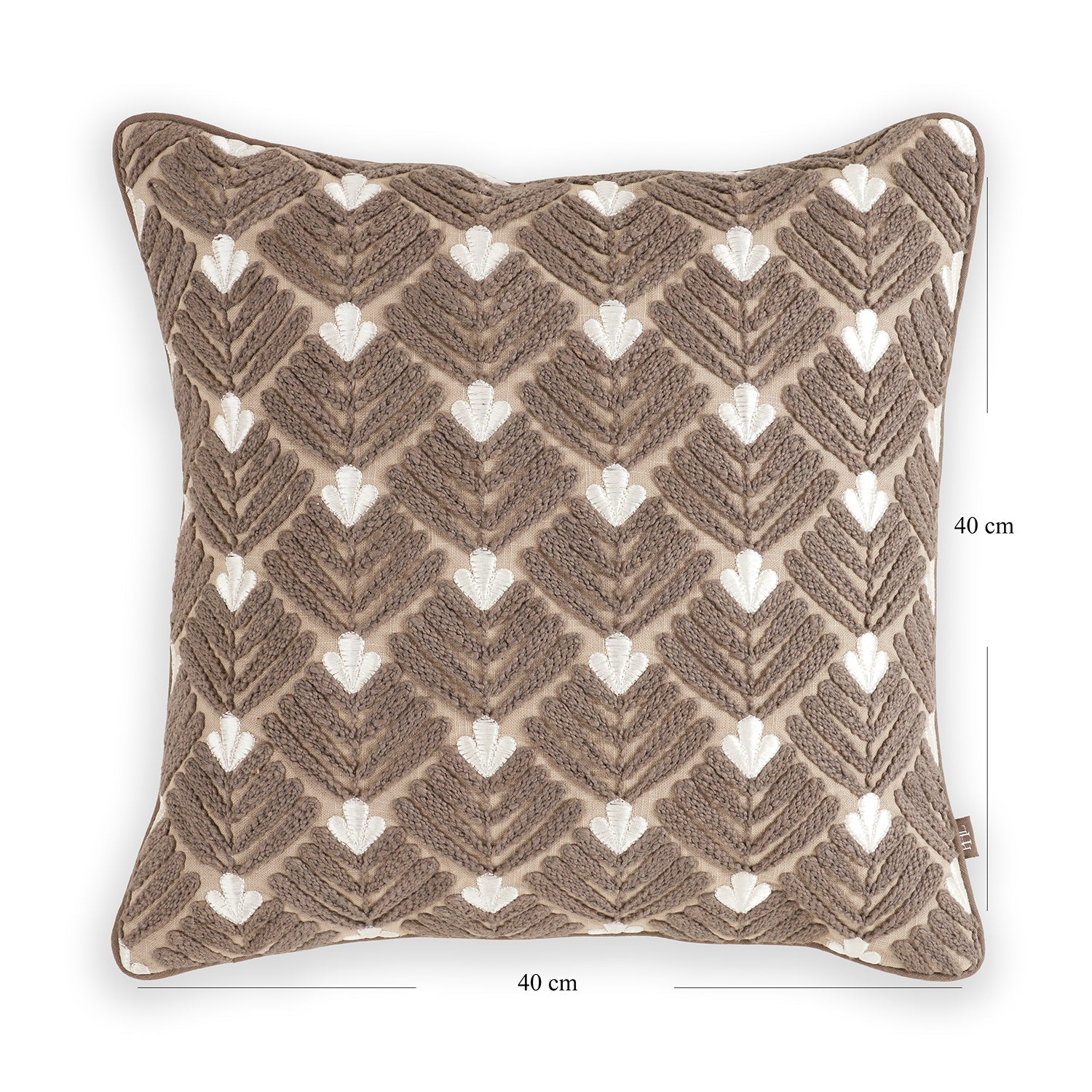 Beige Dori Embroidery Square Cushion Cover