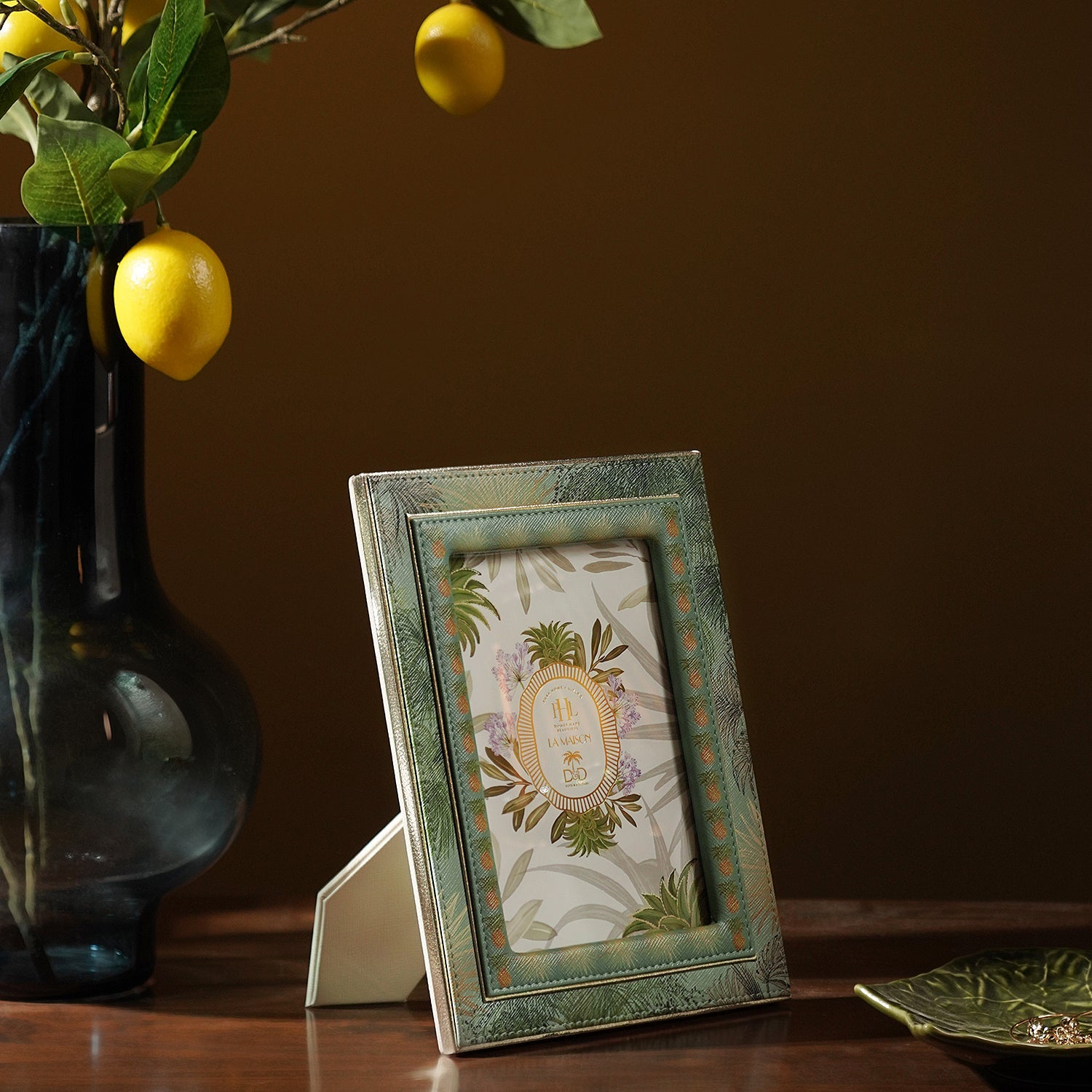 Green Como Printed Faux Leather Photo Frame - Large
