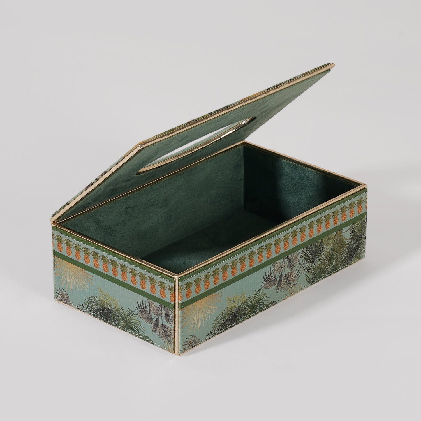 Green Como Printed Faux Leather Tissue Box
