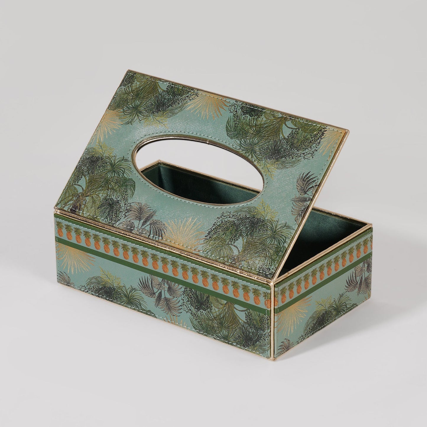 Green Como Printed Faux Leather Tissue Box