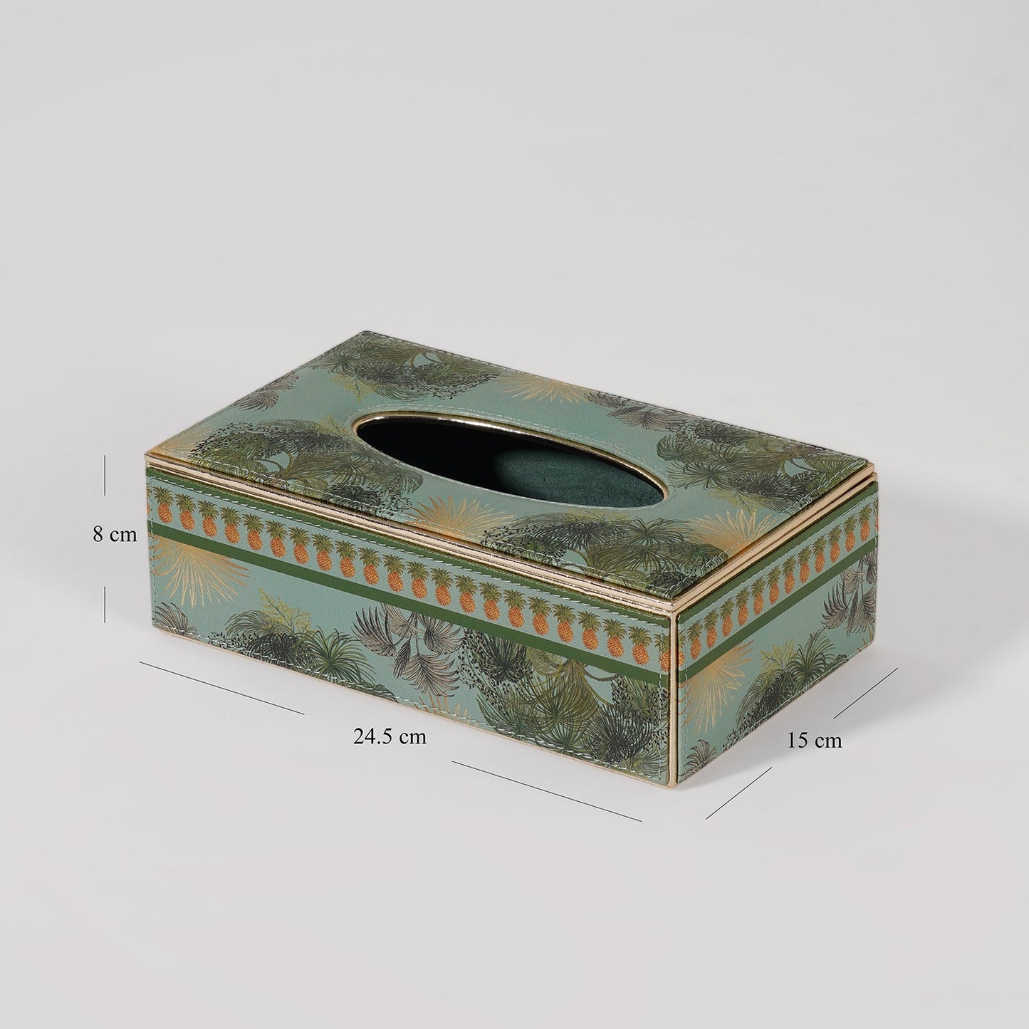 Green Como Printed Faux Leather Tissue Box